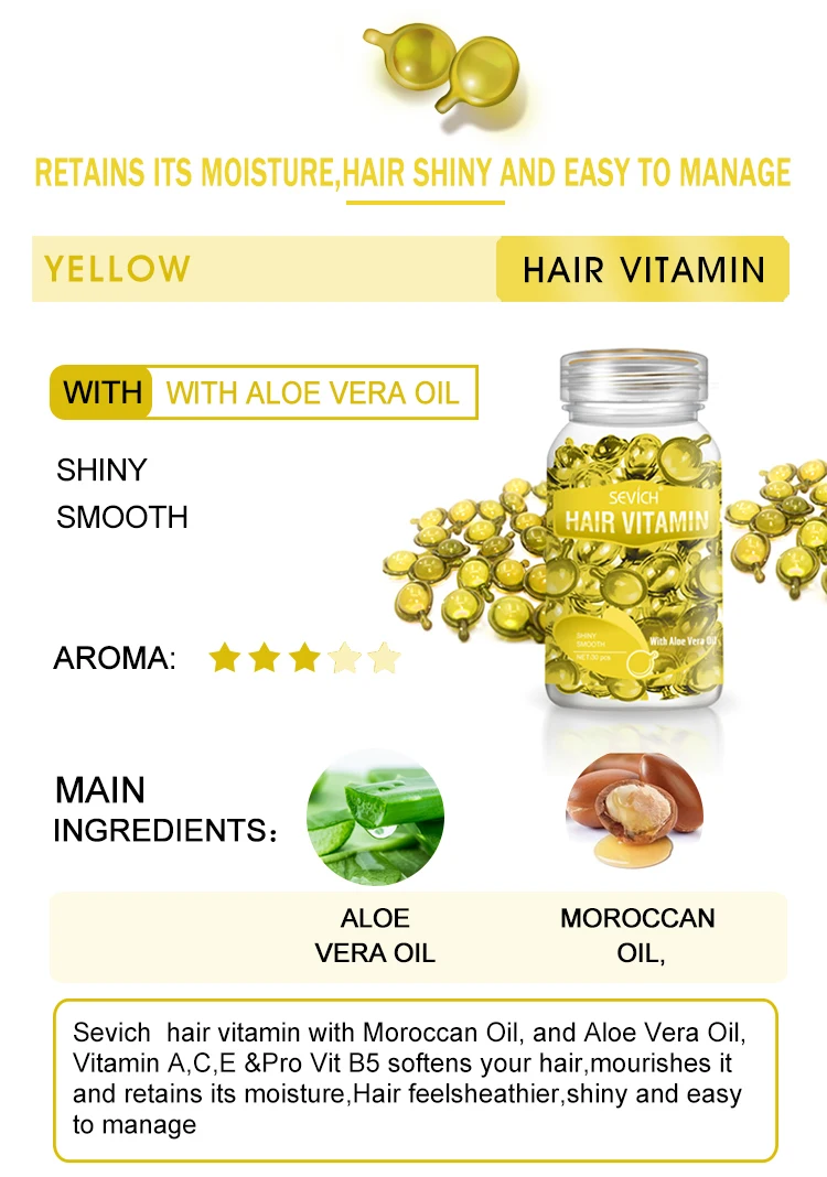 Sevich 3PCS/SET Keratin Complex Oil Hair Vitamin Capsule Set Moroccan Hair Care Oil Smooth Repair Damaged Hair Treatment Serum
