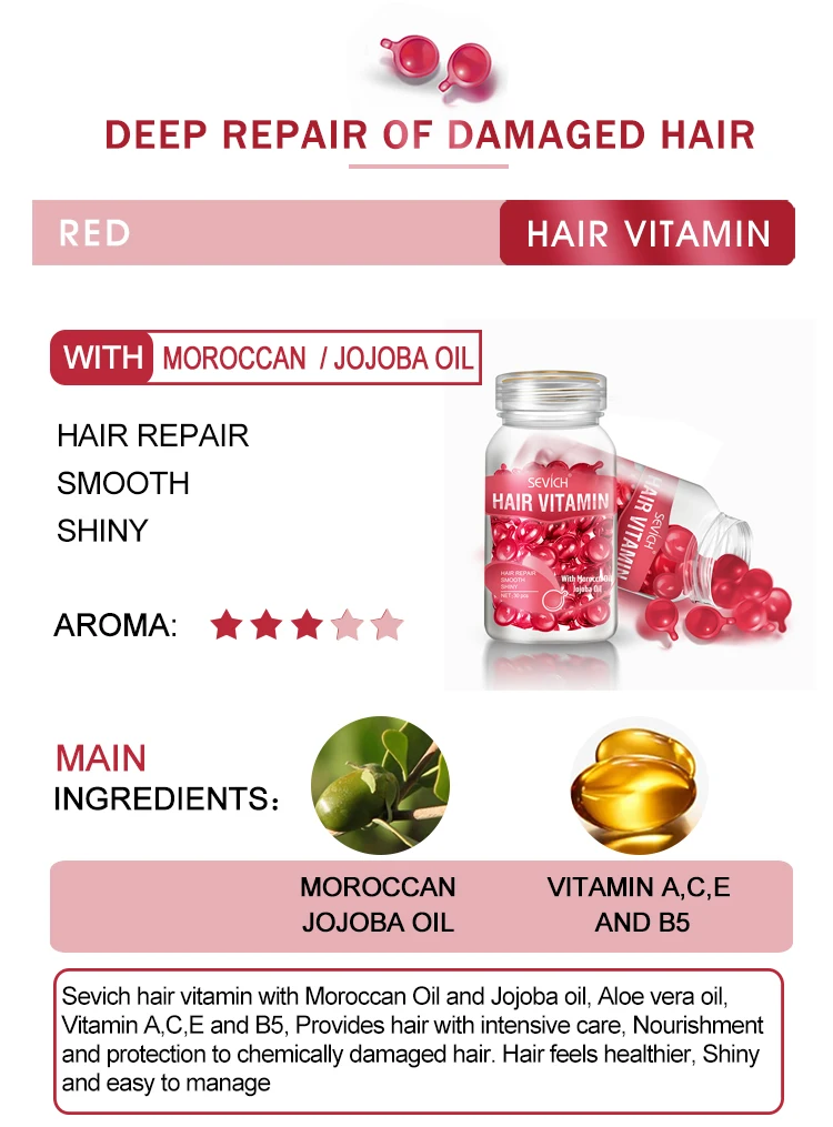 Sevich 3PCS/SET Keratin Complex Oil Hair Vitamin Capsule Set Moroccan Hair Care Oil Smooth Repair Damaged Hair Treatment Serum