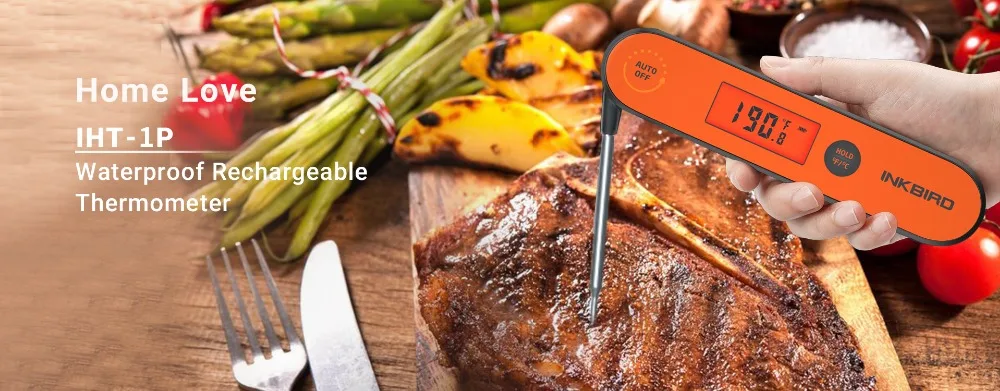 Combo Sales! Digital BBQ Thermometer IHT-1P Kitchen Utensil Tools Waterproof Rechargeable Thermometer with Backlight&Calibration