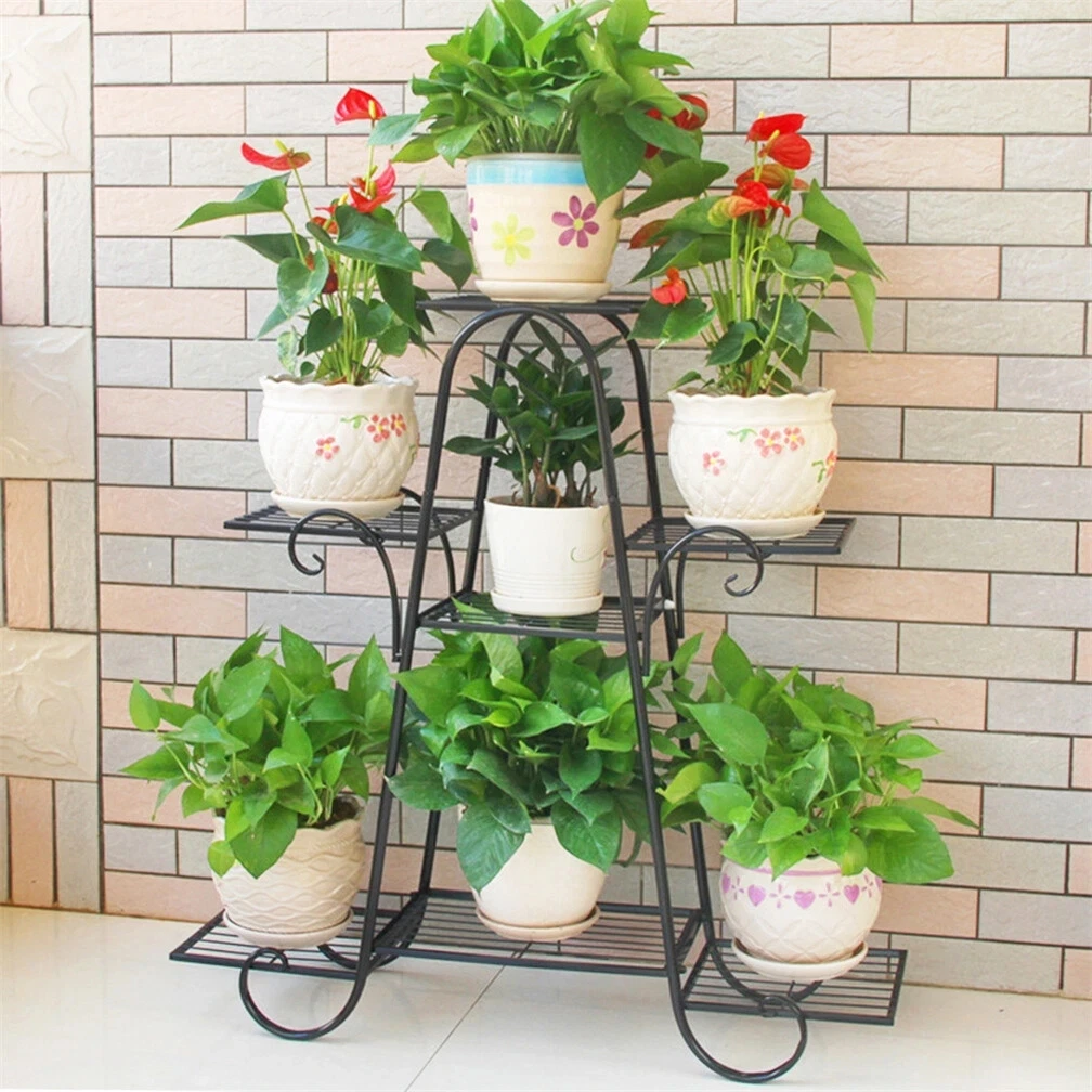 Large 7 Tier Plant Stands Indoor Metal Plant Shelf Stand Outdoor Multilayer Potted Planters Display Rack Patio Garden