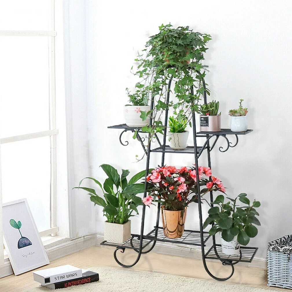 Large 7 Tier Plant Stands Indoor Metal Plant Shelf Stand Outdoor Multilayer Potted Planters Display Rack Patio Garden