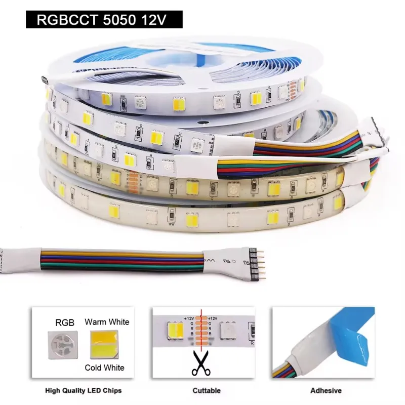 LED Strip 5050 RGB CCT RGBCCT RGBW White Lights 12V 24V Waterproof 5M 300LED Blue Warm White LED Tape Lights Flexible