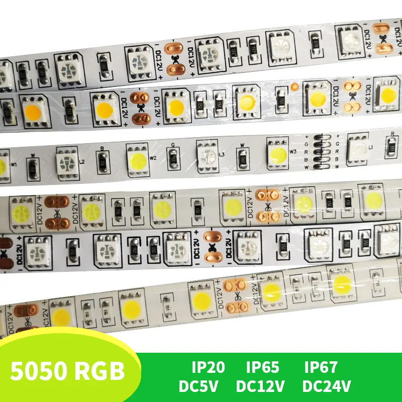 LED Strip 5050 RGB CCT RGBCCT RGBW White Lights 12V 24V Waterproof 5M 300LED Blue Warm White LED Tape Lights Flexible