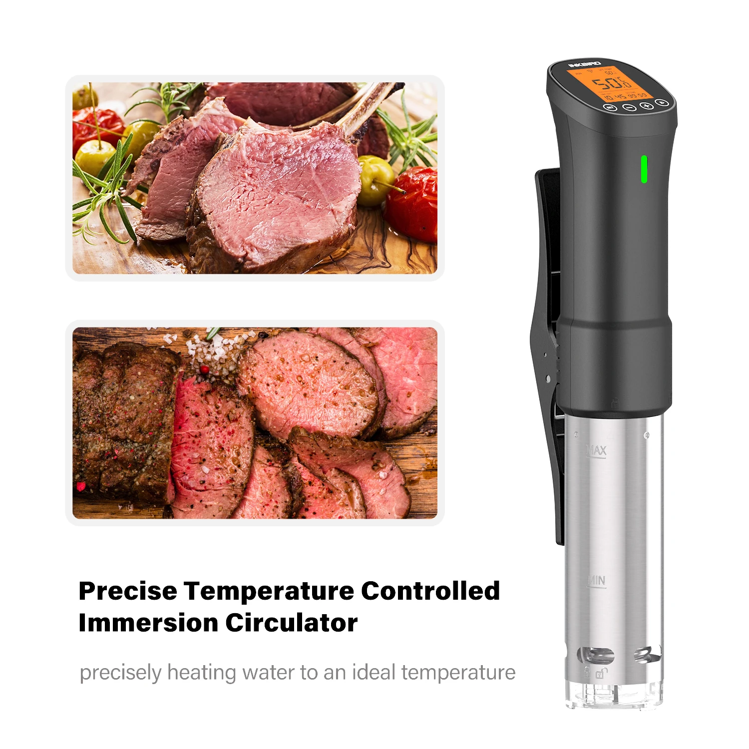 INKBIRD EU Plug Vacuum Sous Vide Cooker Immersion Circulator Accurate Cooking WI-FI Control 1000W Heater Accurate Temperature