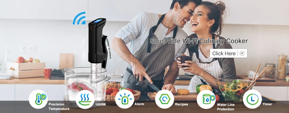 INKBIRD EU Plug Vacuum Sous Vide Cooker Immersion Circulator Accurate Cooking WI-FI Control 1000W Heater Accurate Temperature