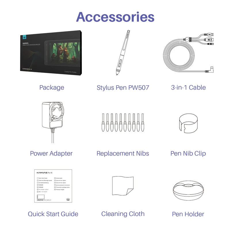 Huion Kamvas Pro 16 Drawing Pen Tablet 15.6 Inch 120% sRGB Digital Graphic Tablet Pen Display Monitor with Tilt Function