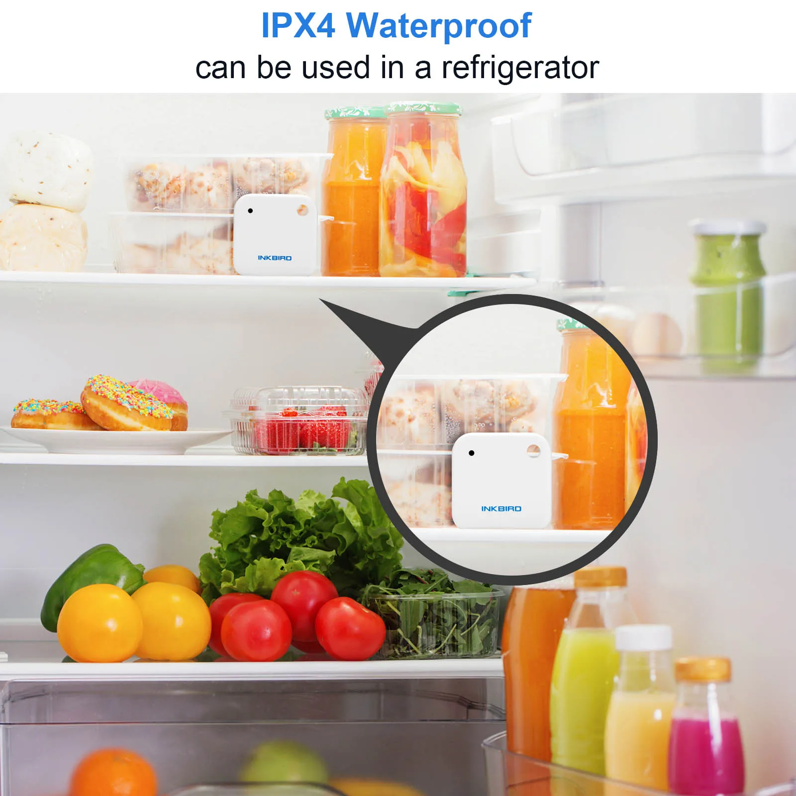 IBS-TH2 Waterproof Bluetooth Magnetic Temperature Meter App Alarm Remote Control Data Logger Kitchen Refrigerator Thermometer