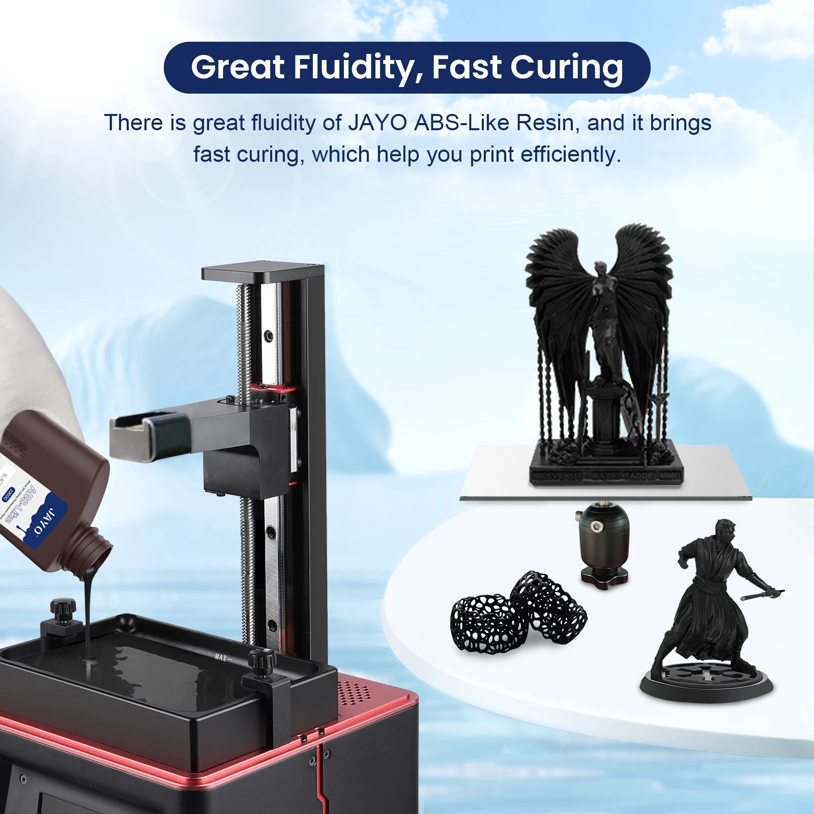 JAYO 3D Resin Water Washab/ABS-Like/Plant Based/Standard 10KG UV Photopolymer Resin Liquid 405nm For LCD 3D Printer Materials