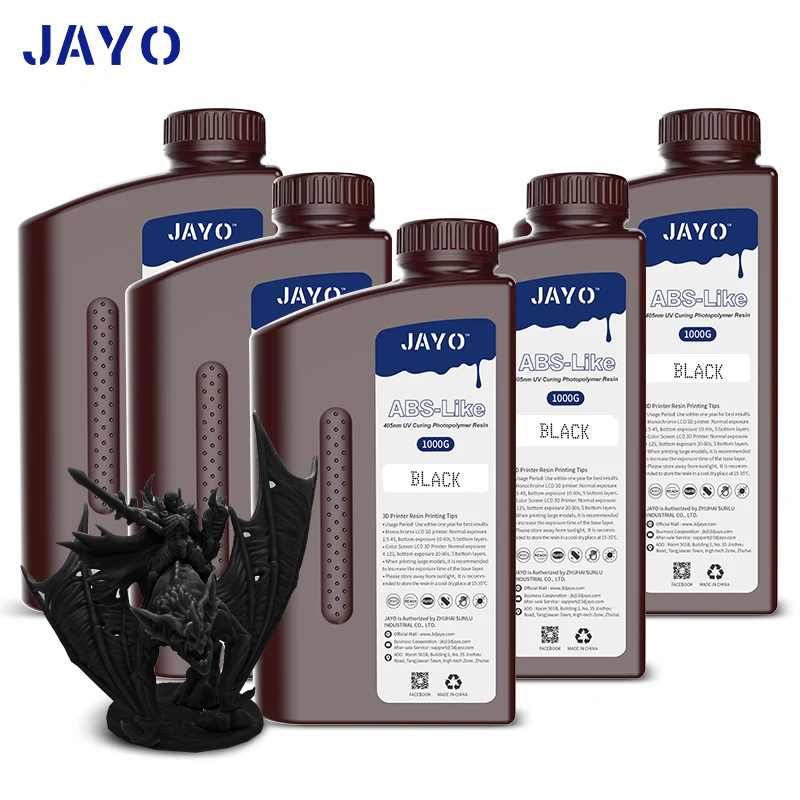 JAYO 3D Resin Water Washab/ABS-Like/Plant Based/Standard 10KG UV Photopolymer Resin Liquid 405nm For LCD 3D Printer Materials