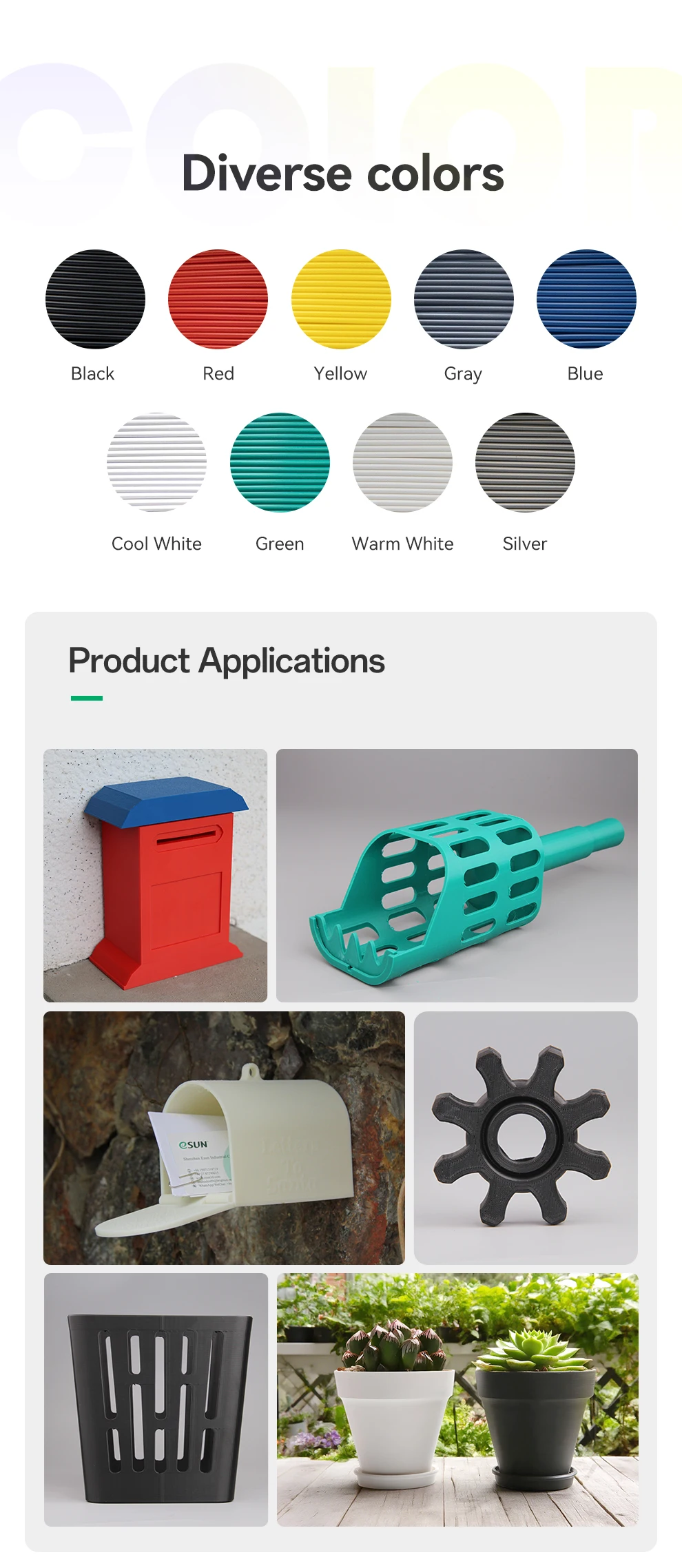 ESUN ASA Filament 1.75mm 3D Printer Filament ASA+ 1KG Spool DIY Flowerpot 3D Printing Material ASA+ 3D Filament For 3D Printers