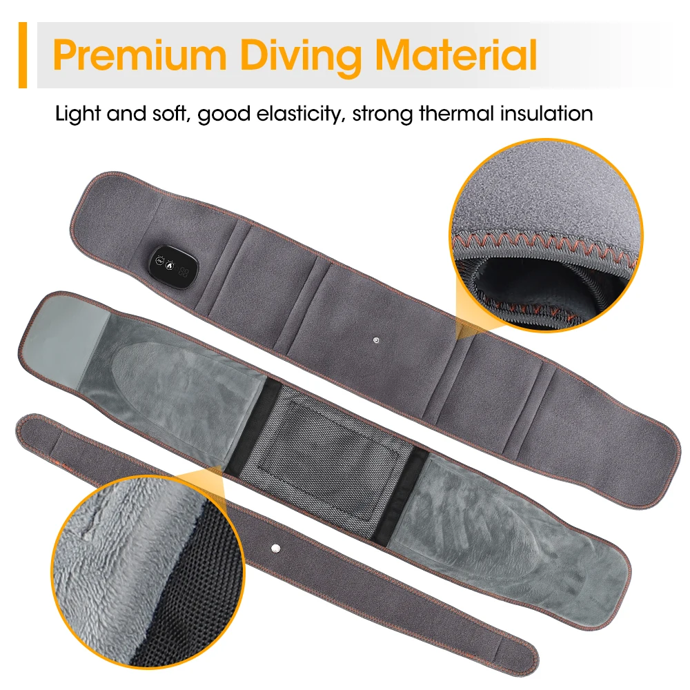 LED Light Heating Waist Belt with Massage 3 Heat & 3 Vibration Modes 5000mAh Rechargeable Battery Adjustable Lumbar Support
