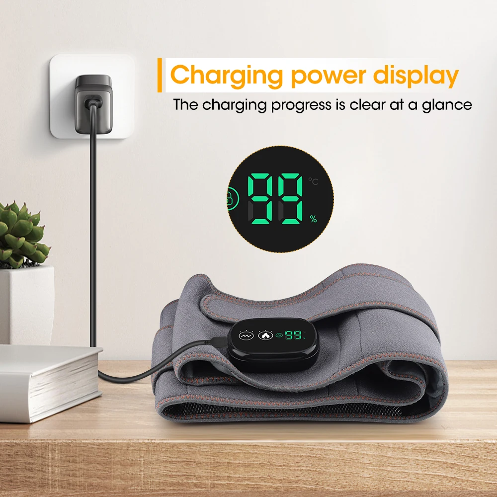 LED Light Heating Waist Belt with Massage 3 Heat & 3 Vibration Modes 5000mAh Rechargeable Battery Adjustable Lumbar Support