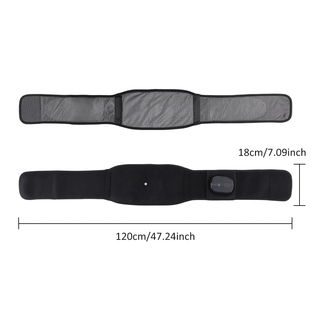 LED Light Heating Waist Belt with Massage 3 Heat & 3 Vibration Modes 5000mAh Rechargeable Battery Adjustable Lumbar Support