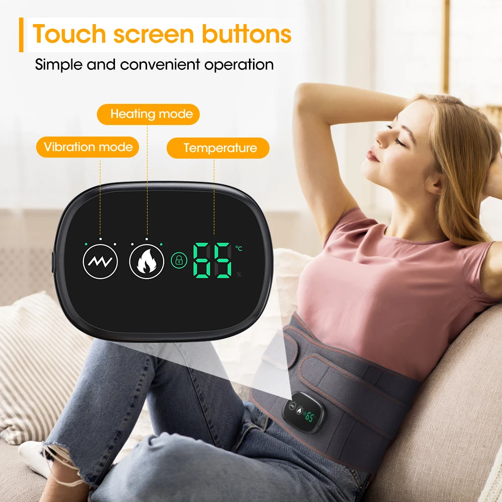 LED Light Heating Waist Belt with Massage 3 Heat & 3 Vibration Modes 5000mAh Rechargeable Battery Adjustable Lumbar Support