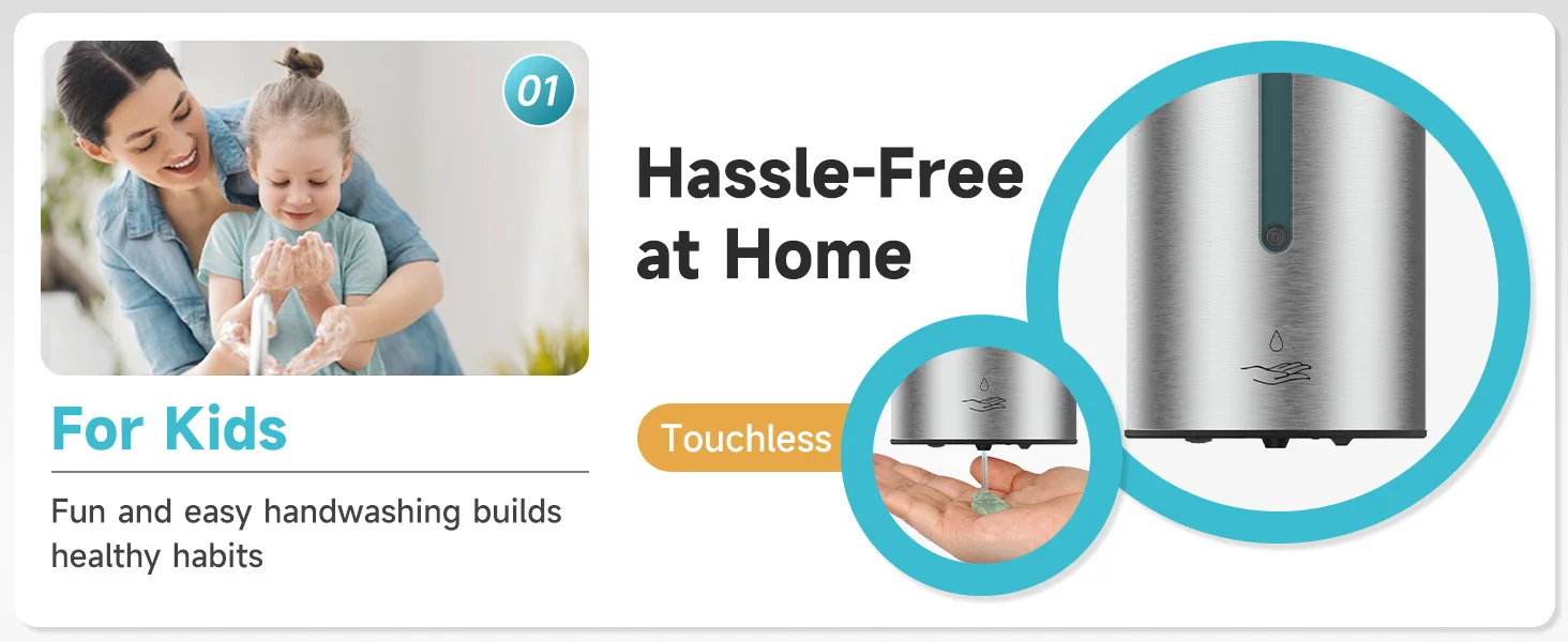 AIKE Automatic Liquid Soap Dispenser 750ML Stainless Steel Bathroom Hand Sanitizer Dispenser Wall-mounted Sensor Dispenser