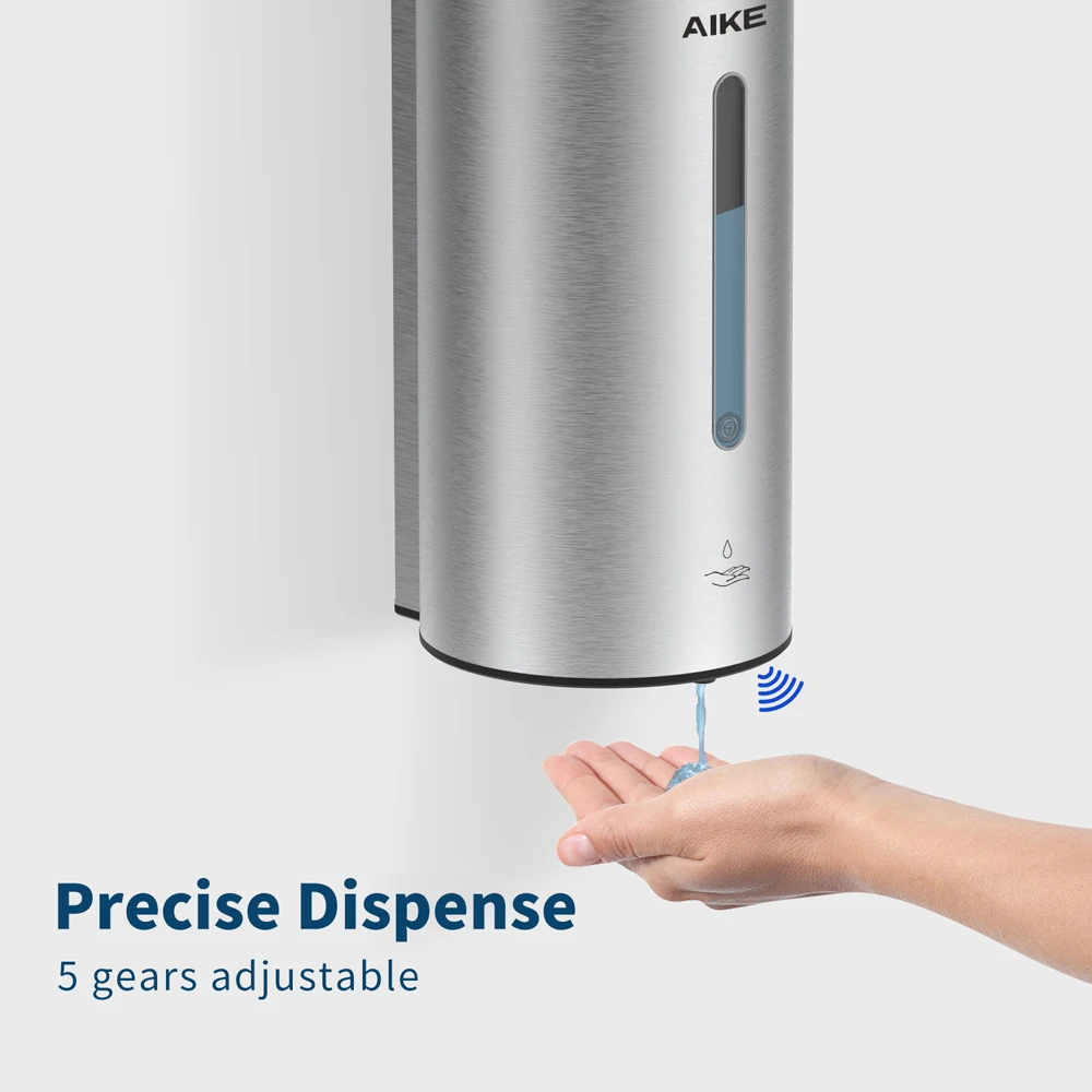 AIKE Automatic Liquid Soap Dispenser 750ML Stainless Steel Bathroom Hand Sanitizer Dispenser Wall-mounted Sensor Dispenser