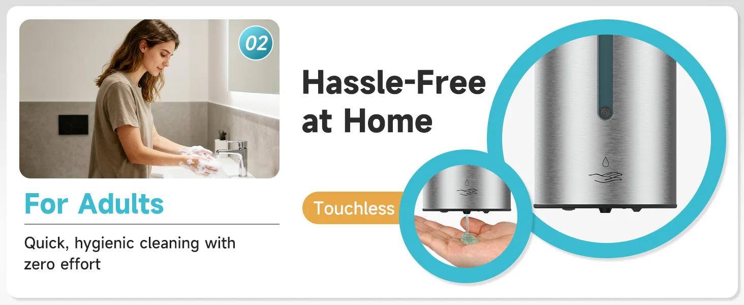 AIKE Automatic Liquid Soap Dispenser 750ML Stainless Steel Bathroom Hand Sanitizer Dispenser Wall-mounted Sensor Dispenser
