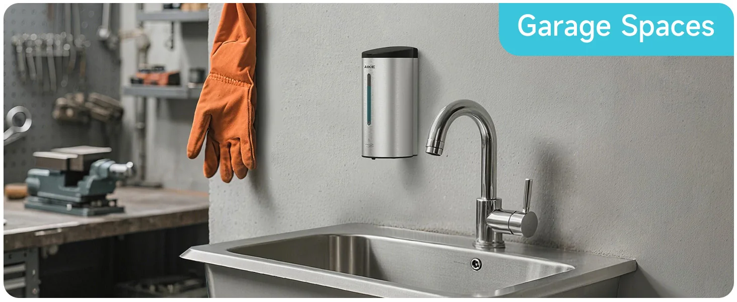 AIKE Automatic Liquid Soap Dispenser 750ML Stainless Steel Bathroom Hand Sanitizer Dispenser Wall-mounted Sensor Dispenser