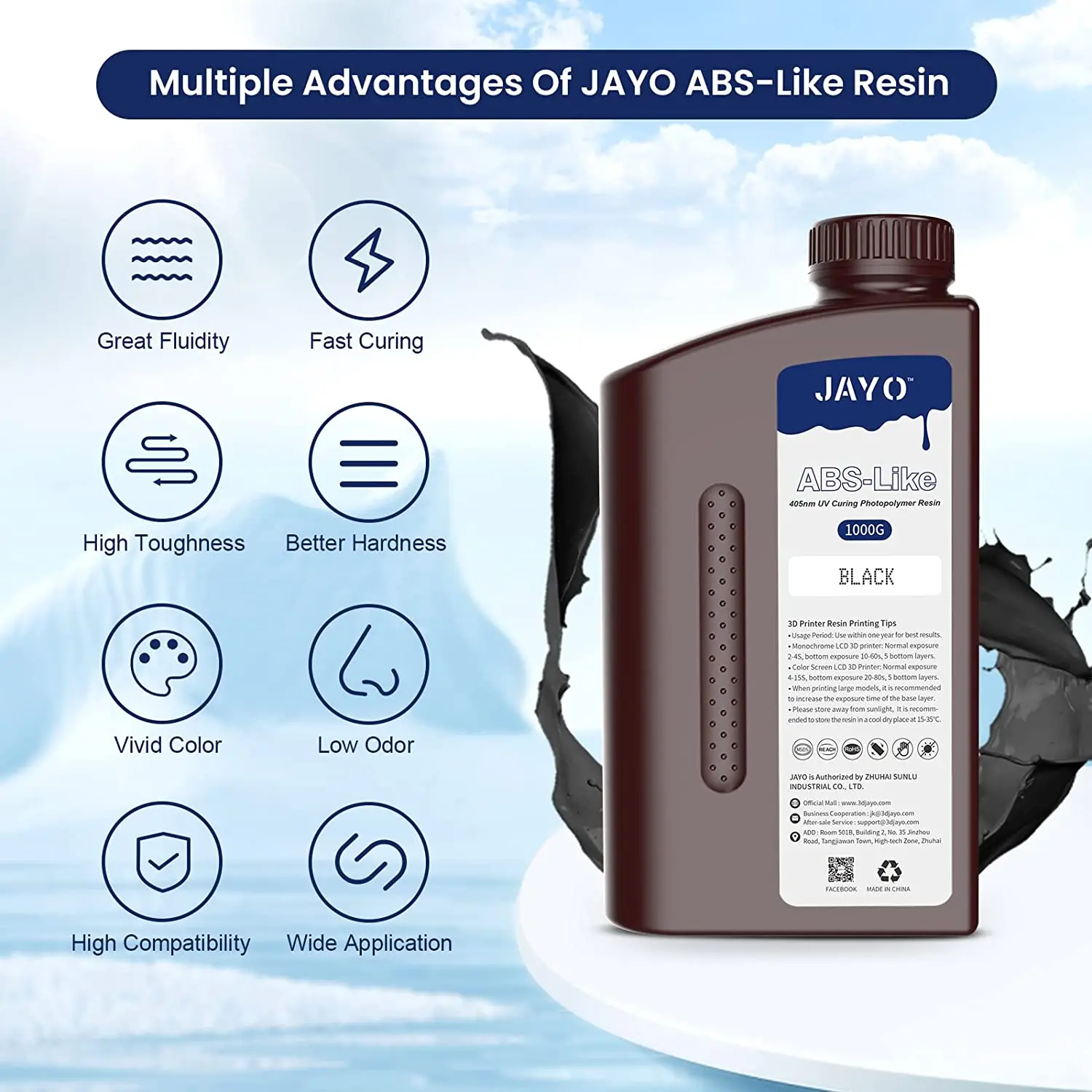 JAYO 5kg Liquid Photopolymer Resin high precision UV Resin apply Photon/Photon S/Photon Mono For LCD 3D Printer Printing Materia