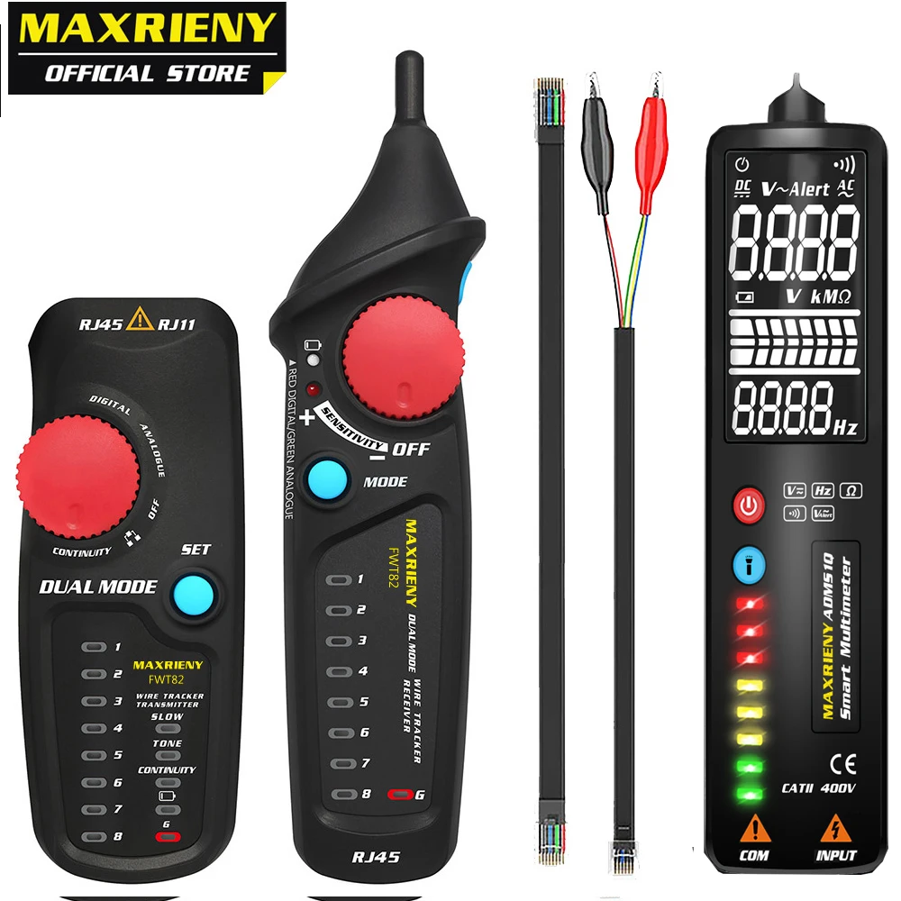 Network Cable Tracker Wire Tester MAXRINEY FTW82 Dual Mode RJ45 RJ11 Ethernet LAN Tracer Analyzer Detector Line Finder Tester