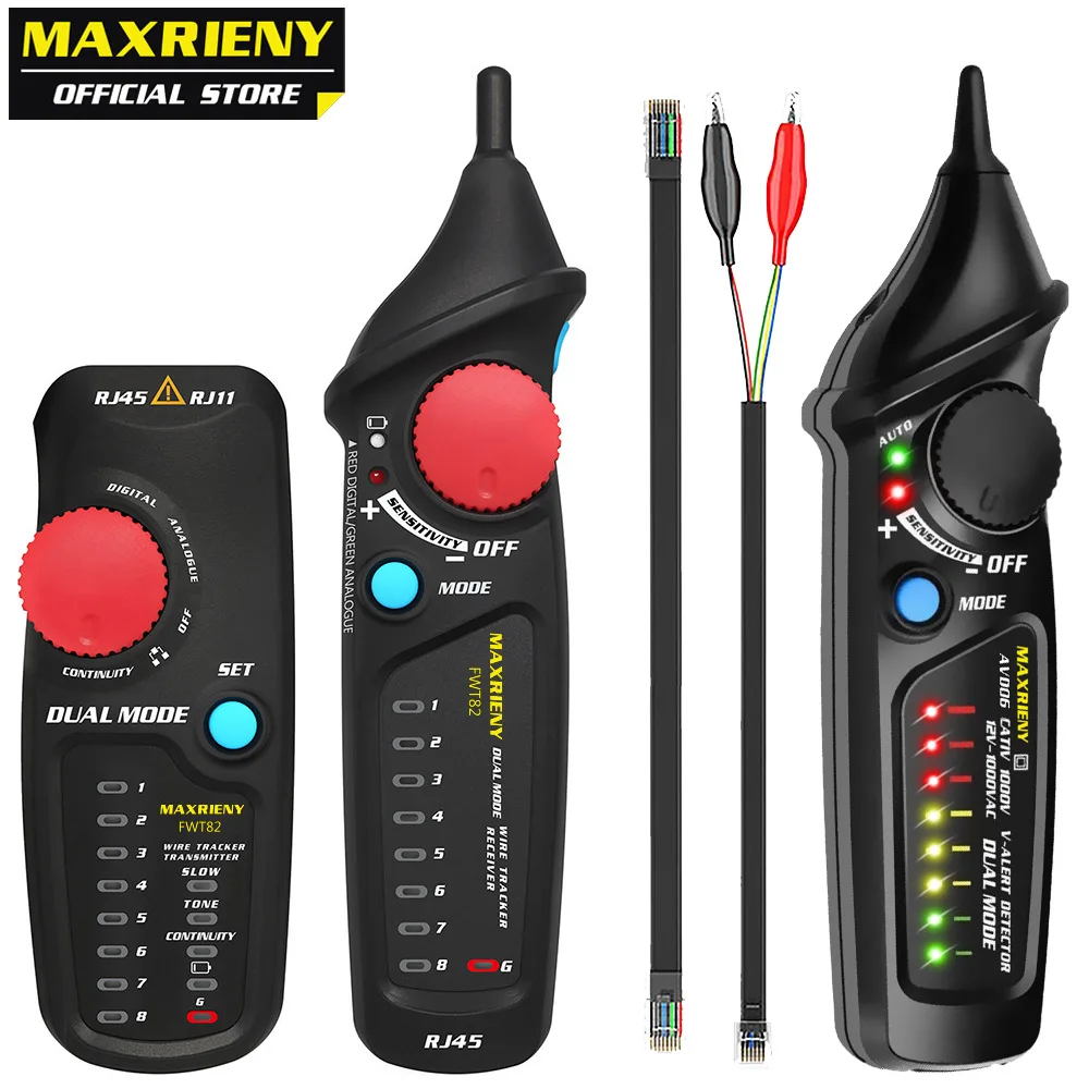 Network Cable Tracker Wire Tester MAXRINEY FTW82 Dual Mode RJ45 RJ11 Ethernet LAN Tracer Analyzer Detector Line Finder Tester