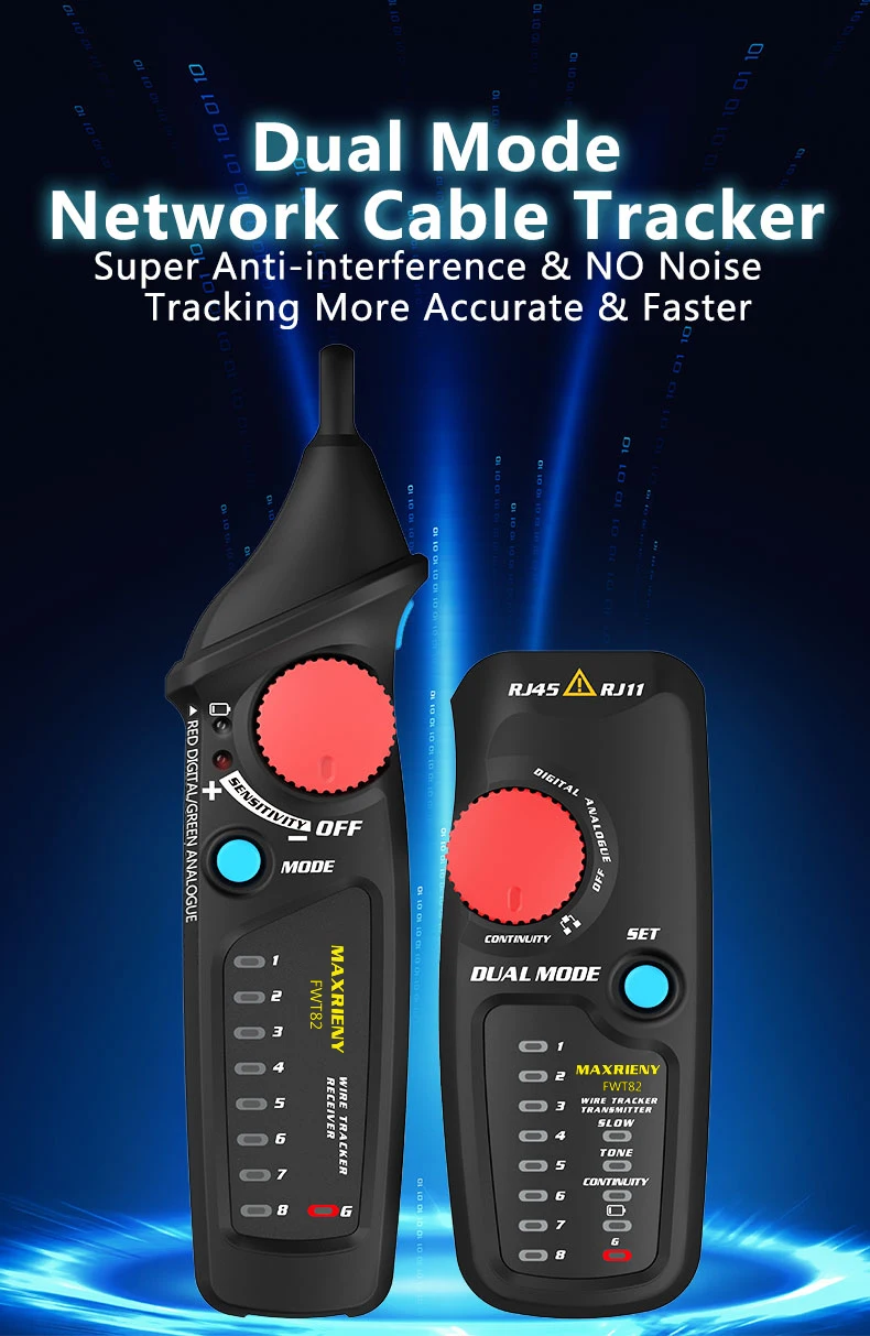 Network Cable Tracker Wire Tester MAXRINEY FTW82 Dual Mode RJ45 RJ11 Ethernet LAN Tracer Analyzer Detector Line Finder Tester