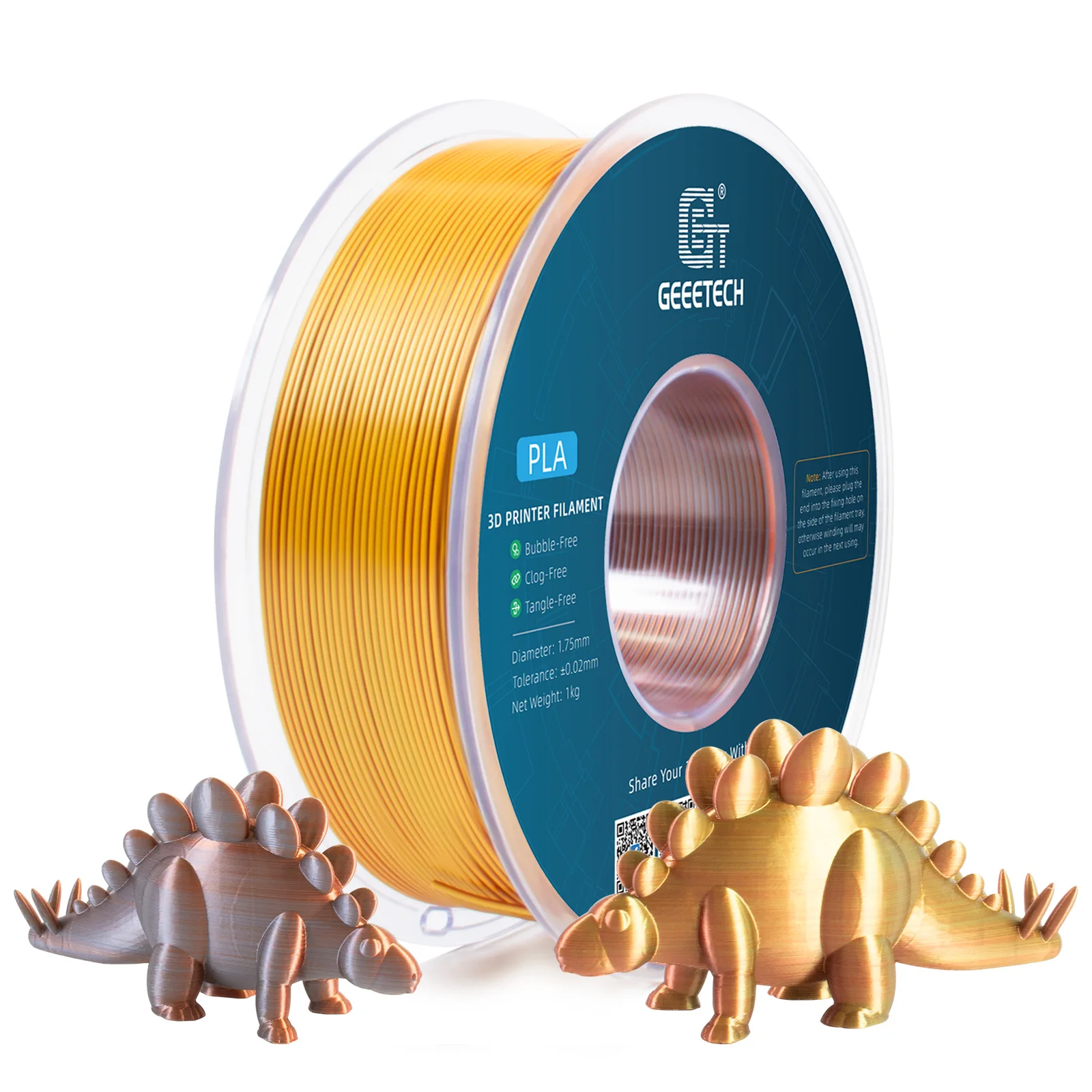 Geeetech Tri Color Silk PLA Filament, 3D Filament 1,75 mm 1KG Spool Wire (+/-0.03mm) Vacuum Packaging, Special Color