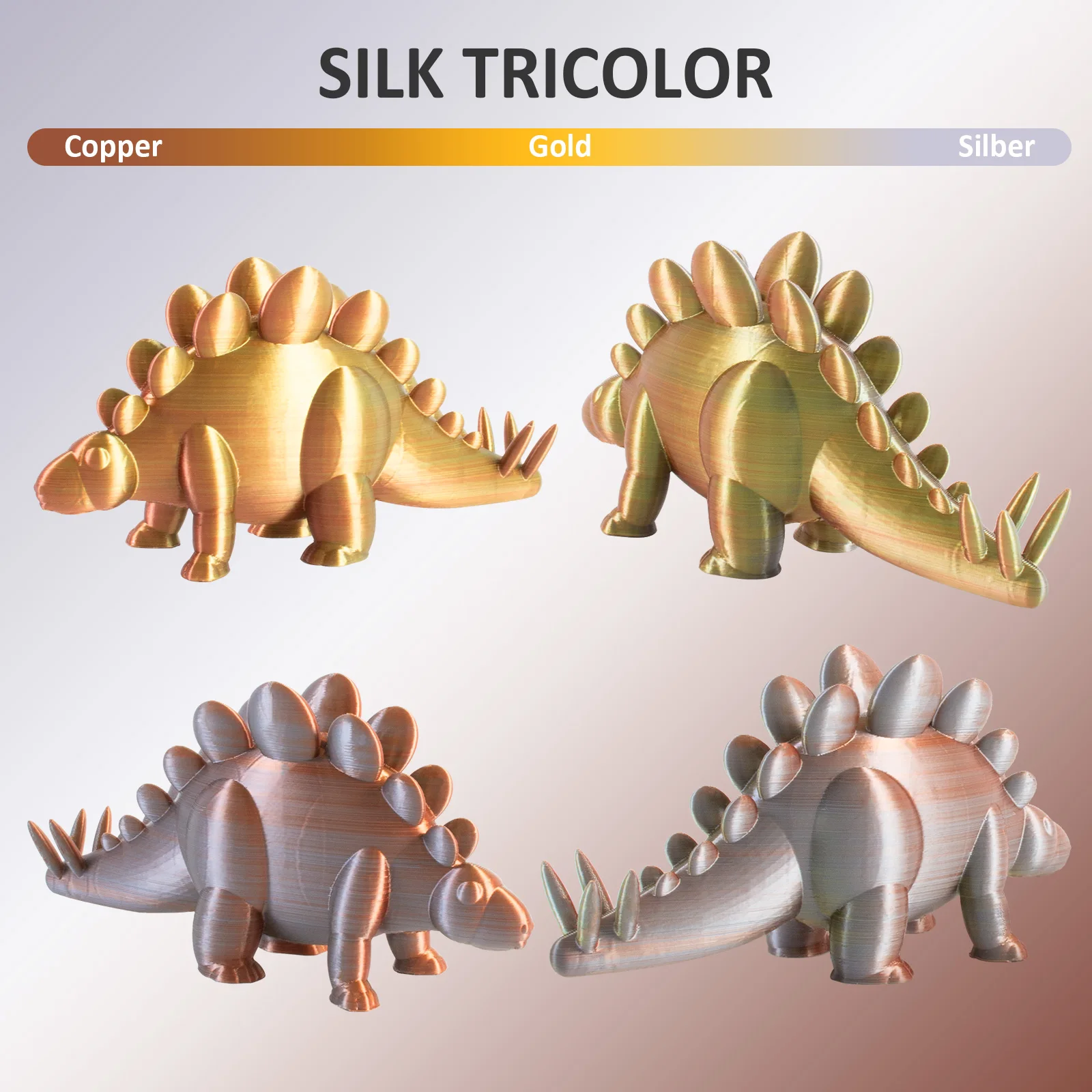 Geeetech Tri Color Silk PLA Filament, 3D Filament 1,75 mm 1KG Spool Wire (+/-0.03mm) Vacuum Packaging, Special Color