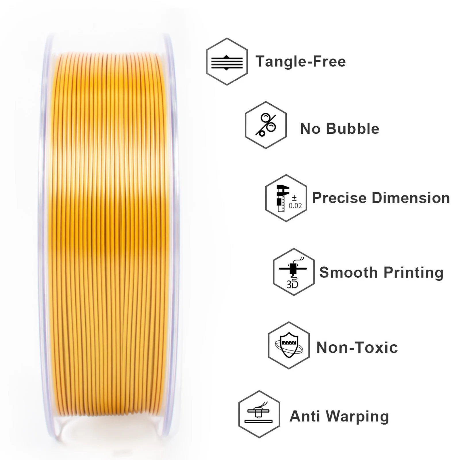 Geeetech Tri Color Silk PLA Filament, 3D Filament 1,75 mm 1KG Spool Wire (+/-0.03mm) Vacuum Packaging, Special Color