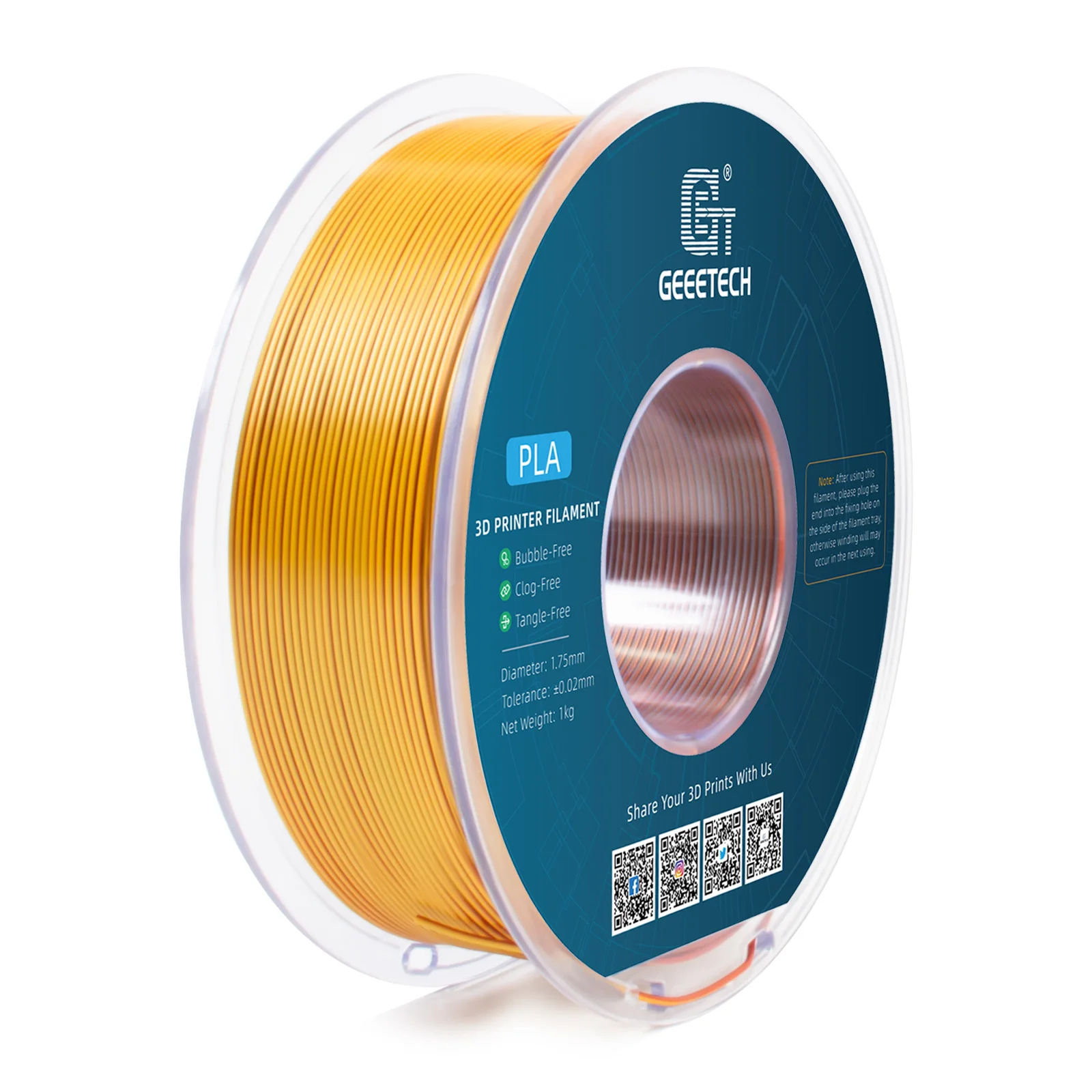 Geeetech Tri Color Silk PLA Filament, 3D Filament 1,75 mm 1KG Spool Wire (+/-0.03mm) Vacuum Packaging, Special Color