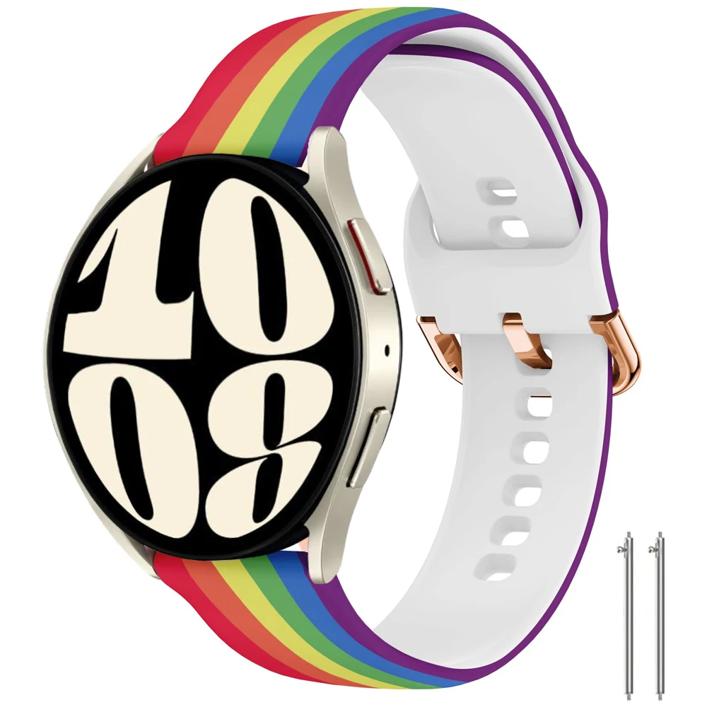 Silicone Floral Strap for samsung galaxy Watch 6 40mm 44mm Replacement 20mm Wristband Bracelet Galaxy Watch 6 Classic 47mm 43mm