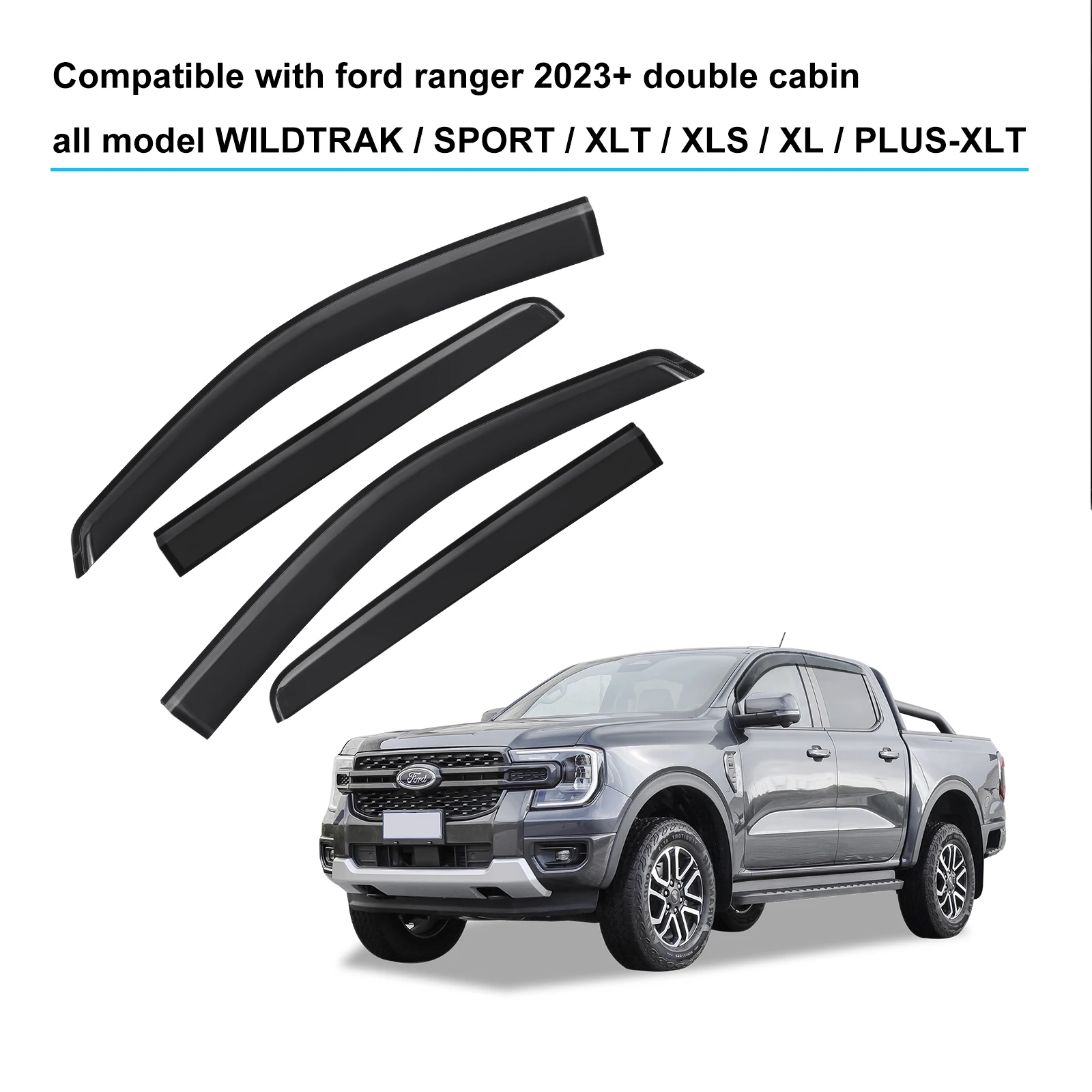 Window Visor Sun Rain Guard Wind Deflector For Next Gen Ford Ranger 2022 2023 2024 Wind Deflector Smok Car Accessories