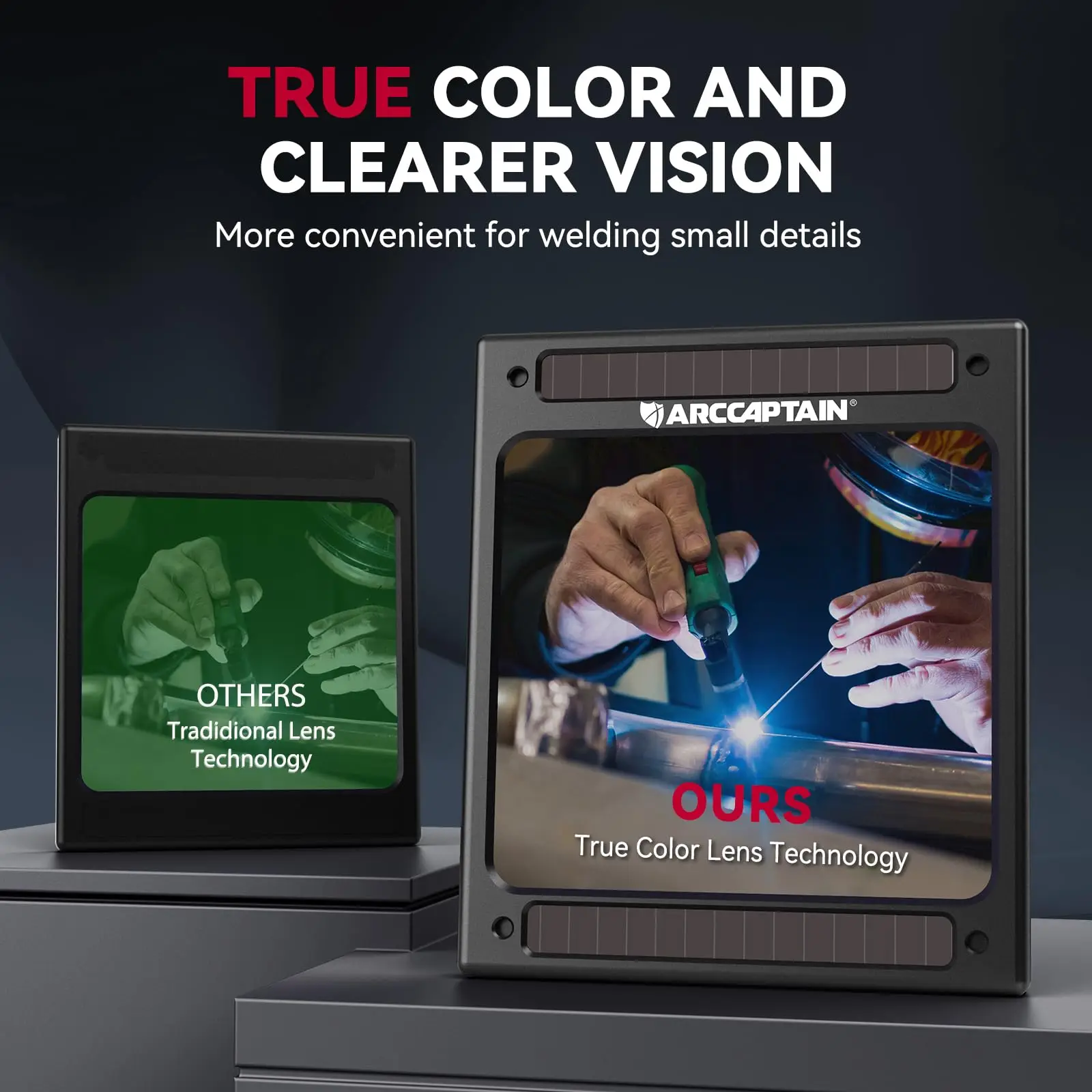 ARCCAPTAIN Welding Helmet Auto Darkening Welding Mask 4 Sensors 1/25000s For TIG MIG ARC Welder Machine Large View True Color