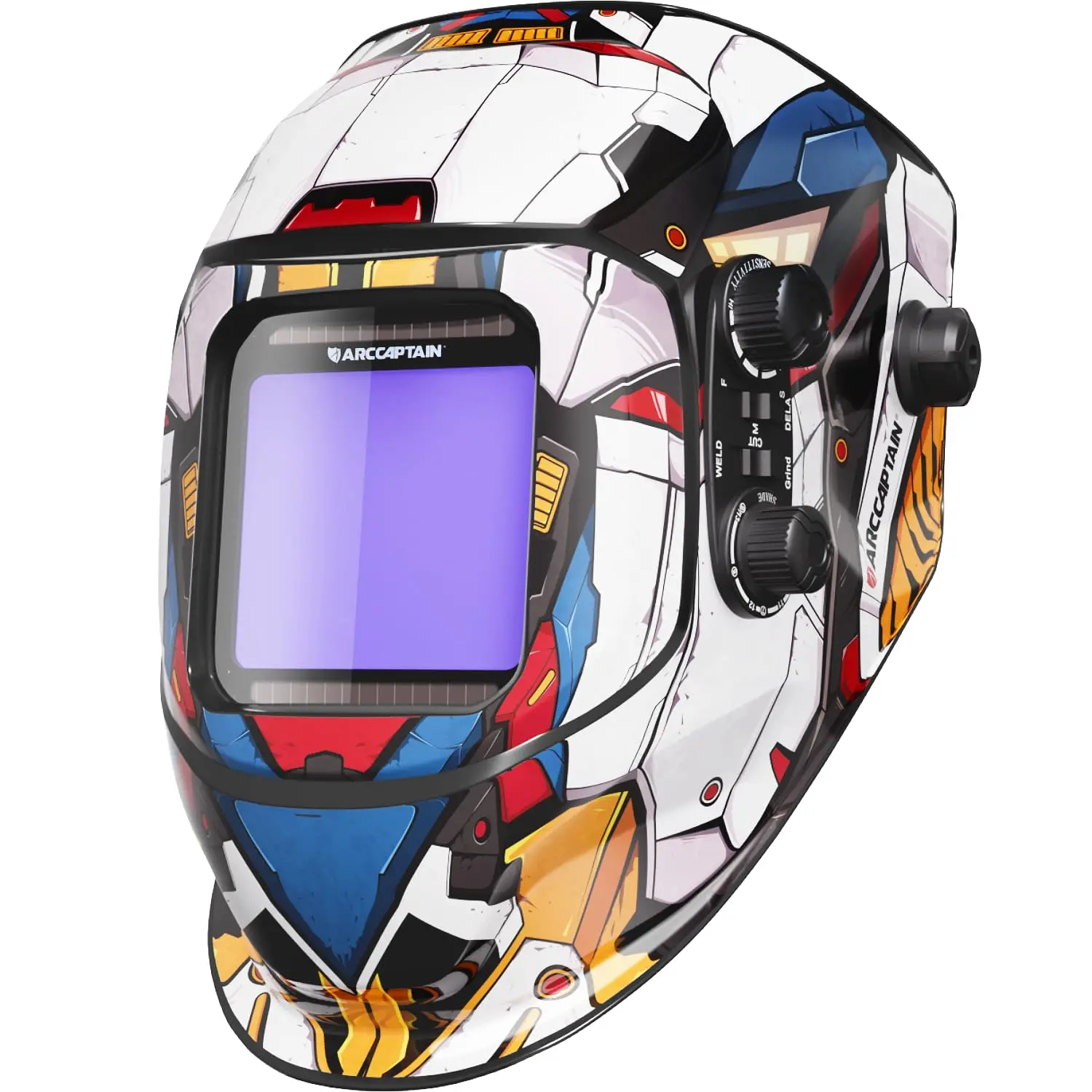 ARCCAPTAIN Welding Helmet Auto Darkening Welding Mask 4 Sensors 1/25000s For TIG MIG ARC Welder Machine Large View True Color