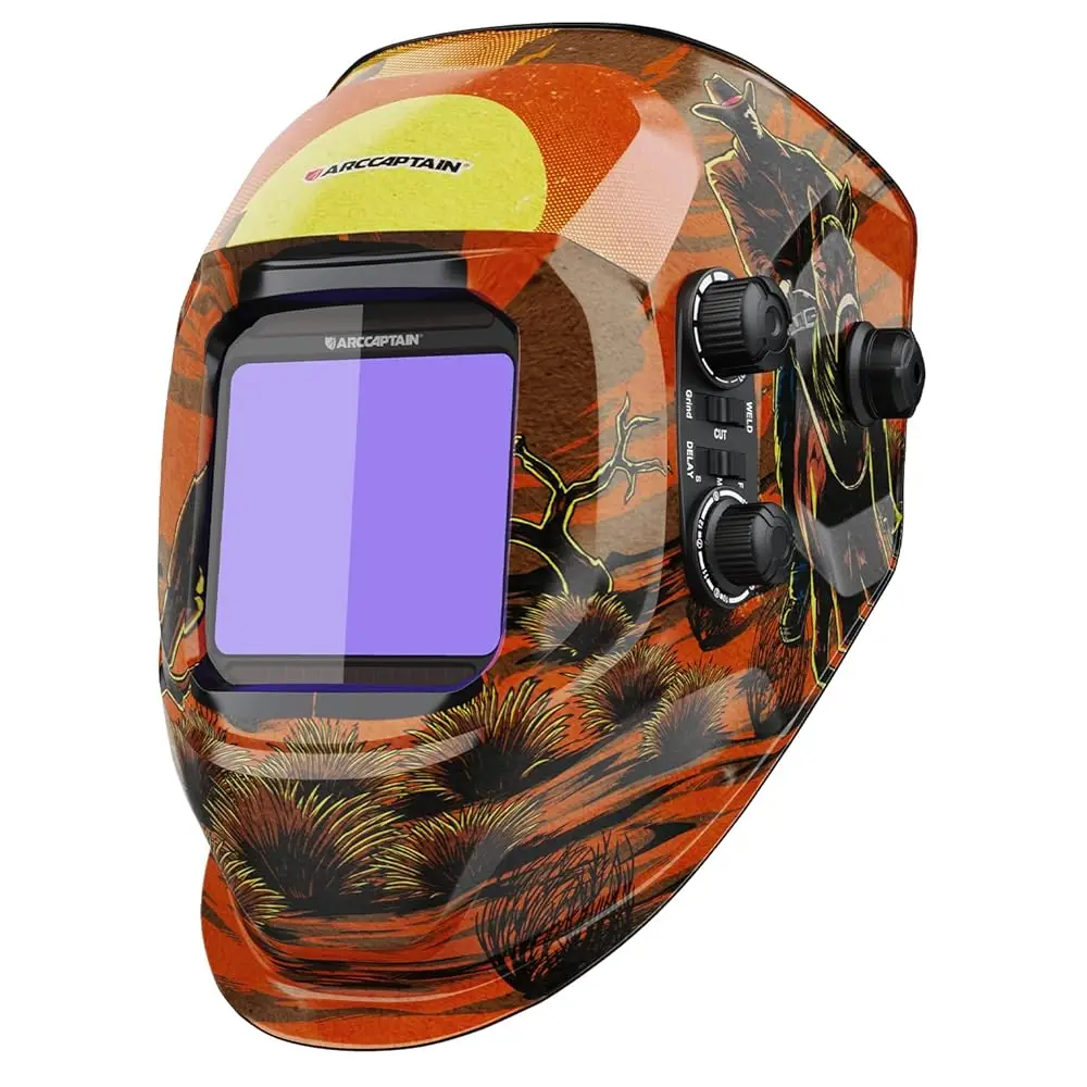 ARCCAPTAIN Welding Helmet Auto Darkening Welding Mask 4 Sensors 1/25000s For TIG MIG ARC Welder Machine Large View True Color