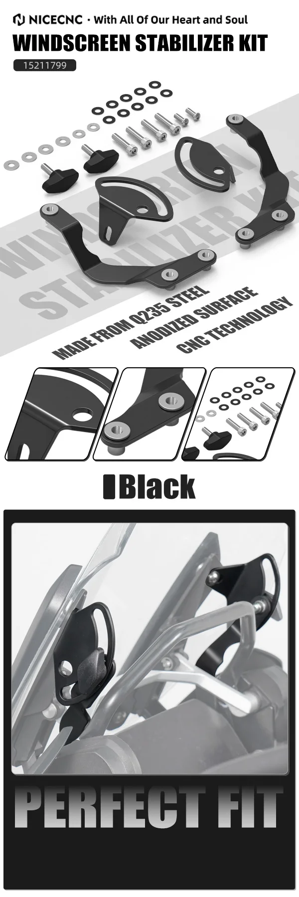 For 2018-2024 BMW R1250GS Adventure Windshield Brackets Windscreen Stabilizer for BMW R1250GS 2018-2022 R1250 GS GSA R1250GSA