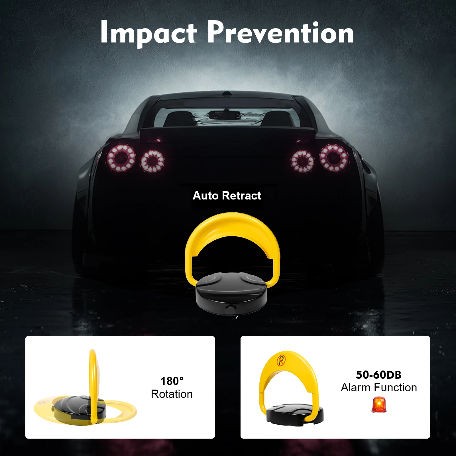 IP67 Waterproof Remote Control Parking Lock Alloy Steel 4410LBS Load Anti-occupation Protector with Alarm Reflective Strip