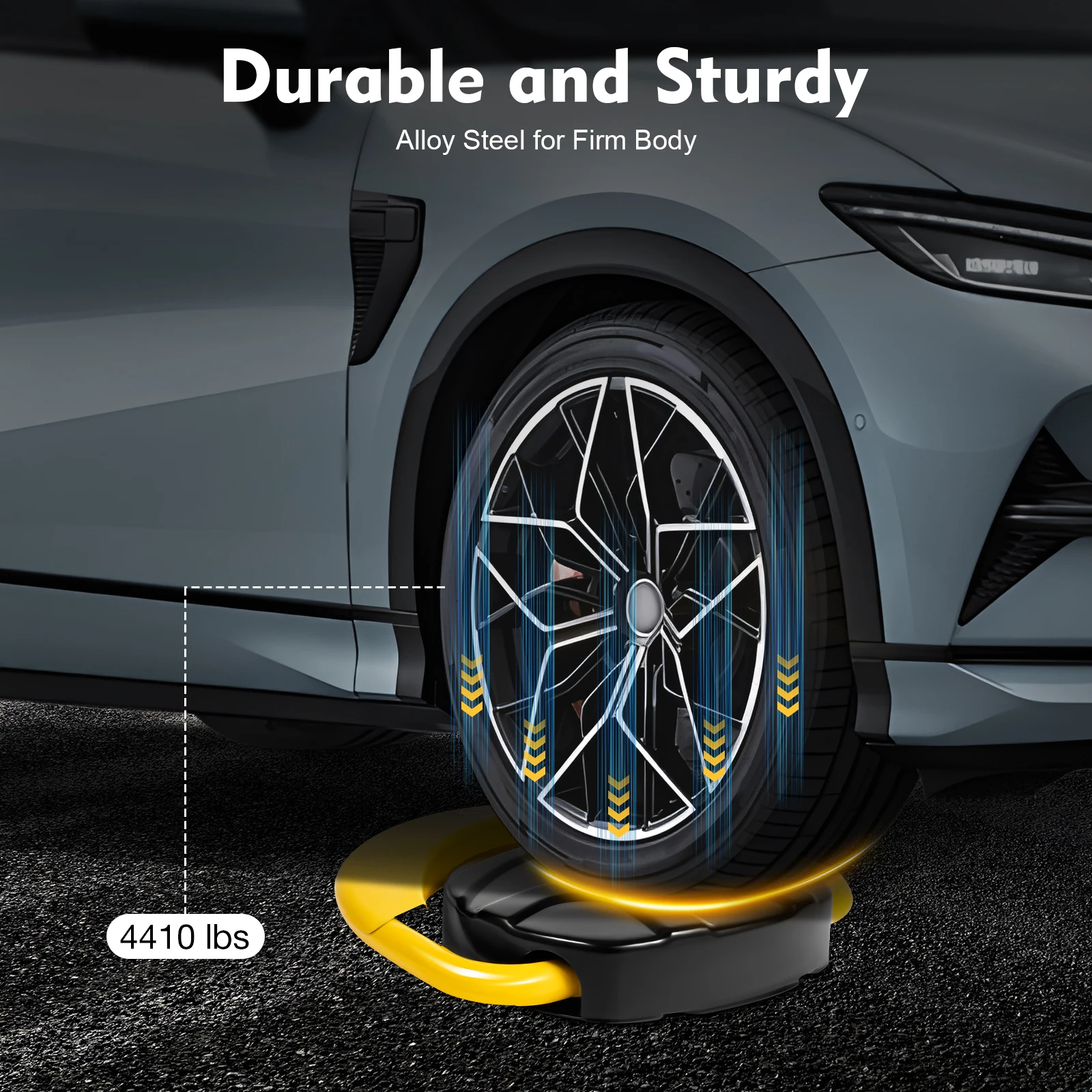 IP67 Waterproof Remote Control Parking Lock Alloy Steel 4410LBS Load Anti-occupation Protector with Alarm Reflective Strip