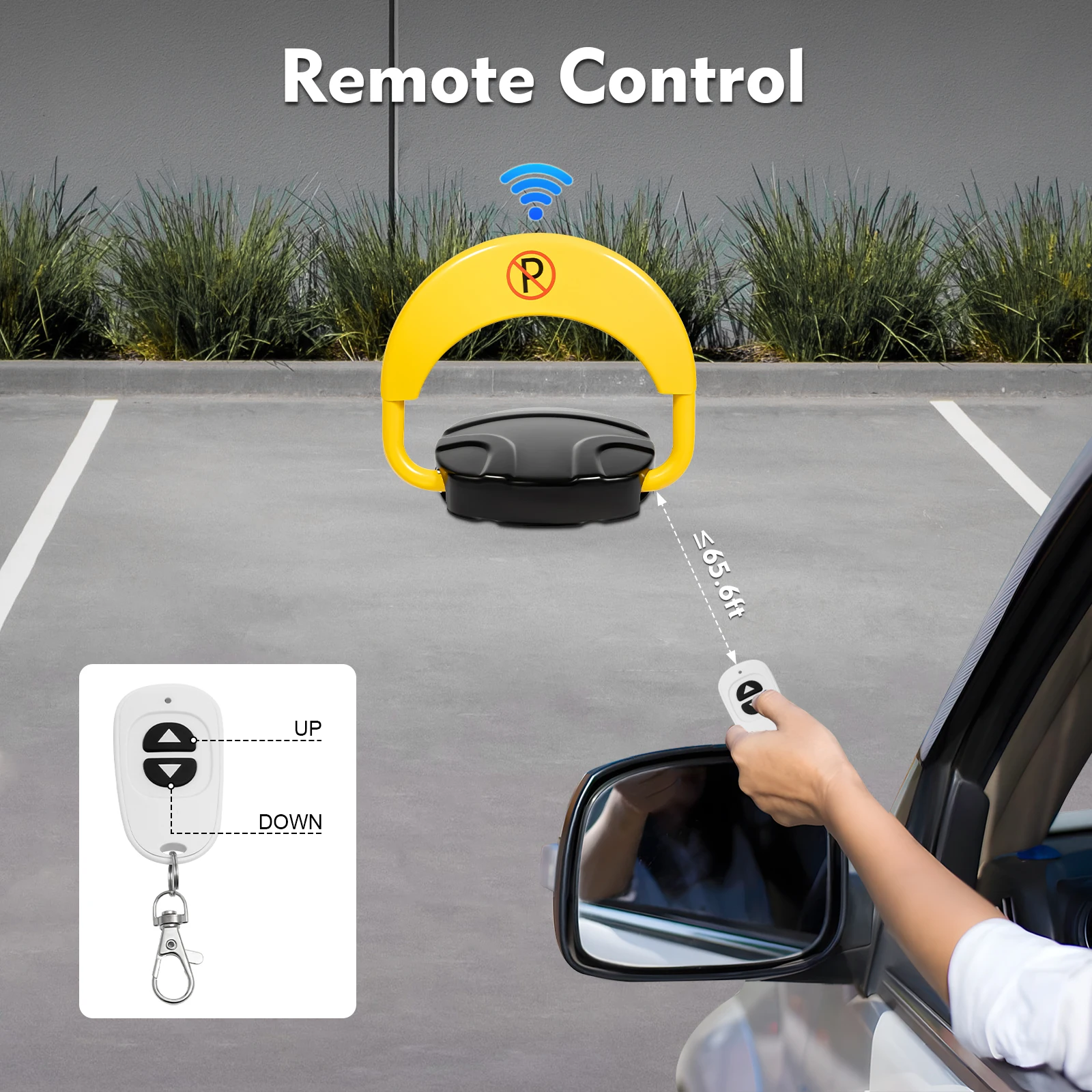 IP67 Waterproof Remote Control Parking Lock Alloy Steel 4410LBS Load Anti-occupation Protector with Alarm Reflective Strip