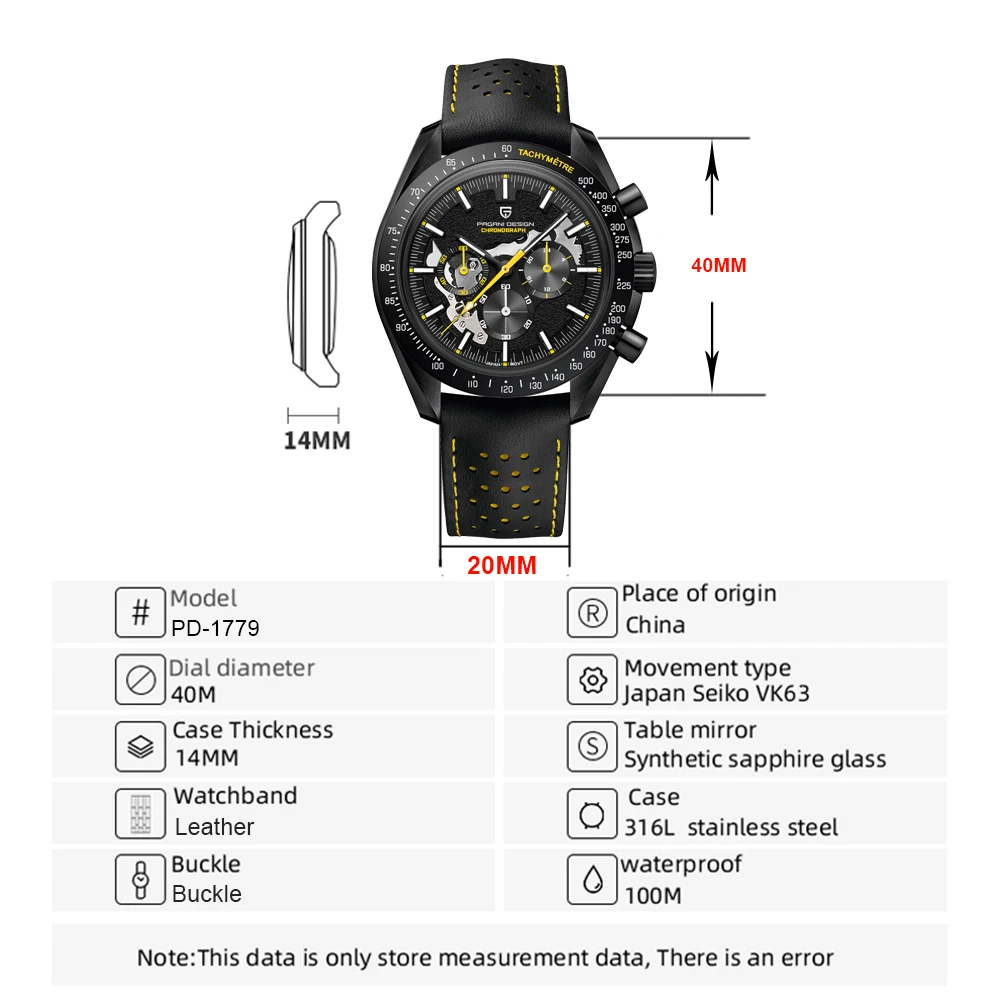 2026 New PAGANI DESIGN V2 Moon Men's Watches Top Luxury Quartz Chronograph Watch Men AR Sapphire Waterproof Leather Sports Clock