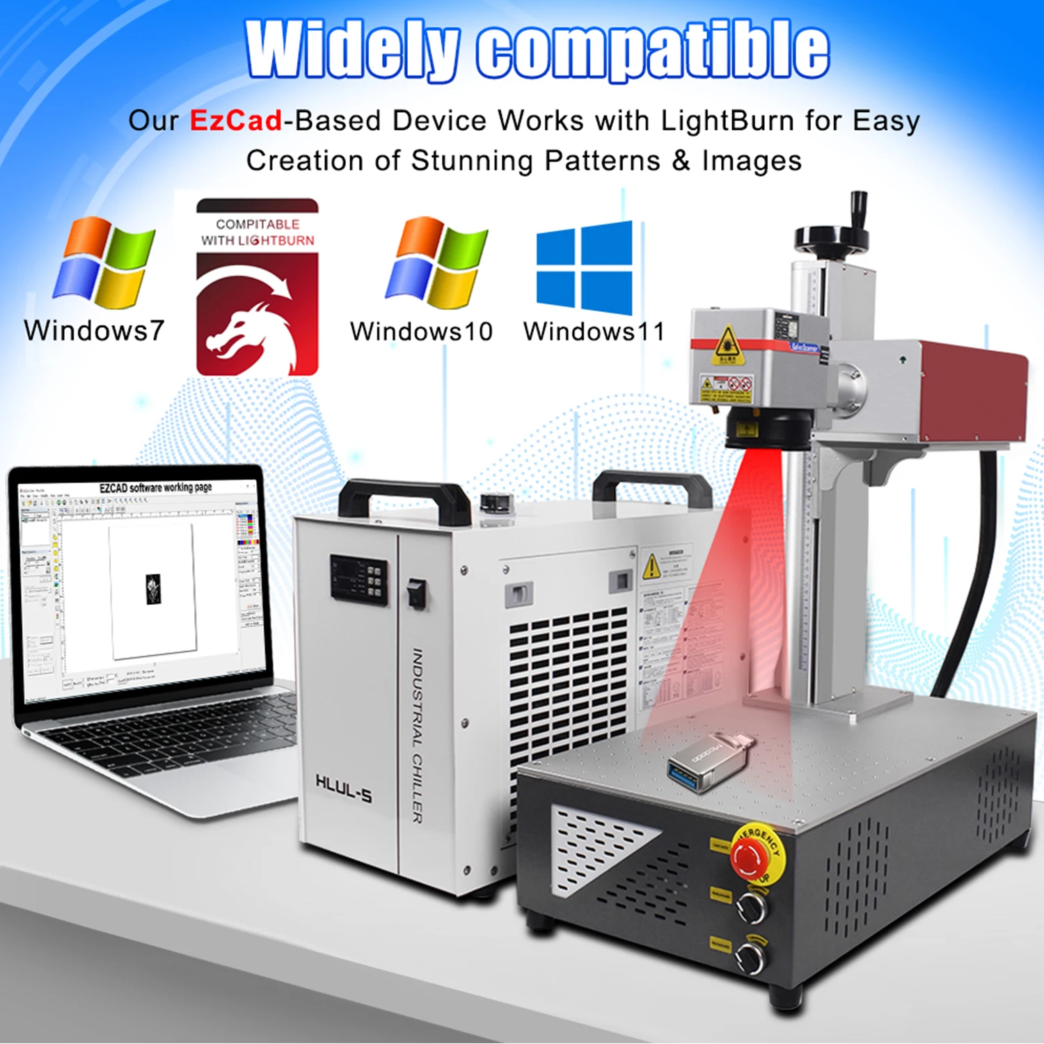 [UK stock] CRS 15W Portable High Precision UV Laser Marking Machine &Water Chiller Engraving Machine for PVC Wood Metal 4000mm/s