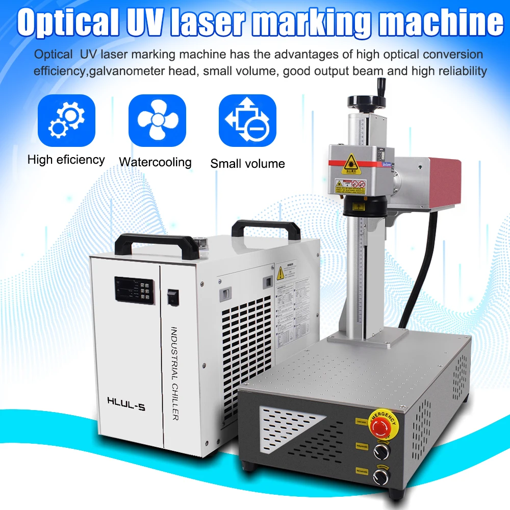[UK stock] CRS 15W Portable High Precision UV Laser Marking Machine &Water Chiller Engraving Machine for PVC Wood Metal 4000mm/s