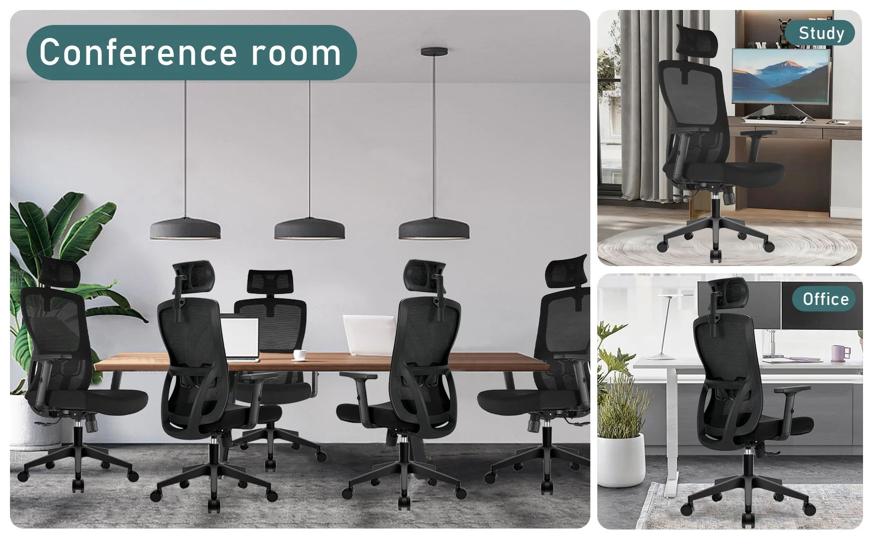 Durrafy Ergonomic Office Chair with Adjustable Headrest, Lumbar Support, Mesh Backrest, Computer Desk Chair for Home/Office