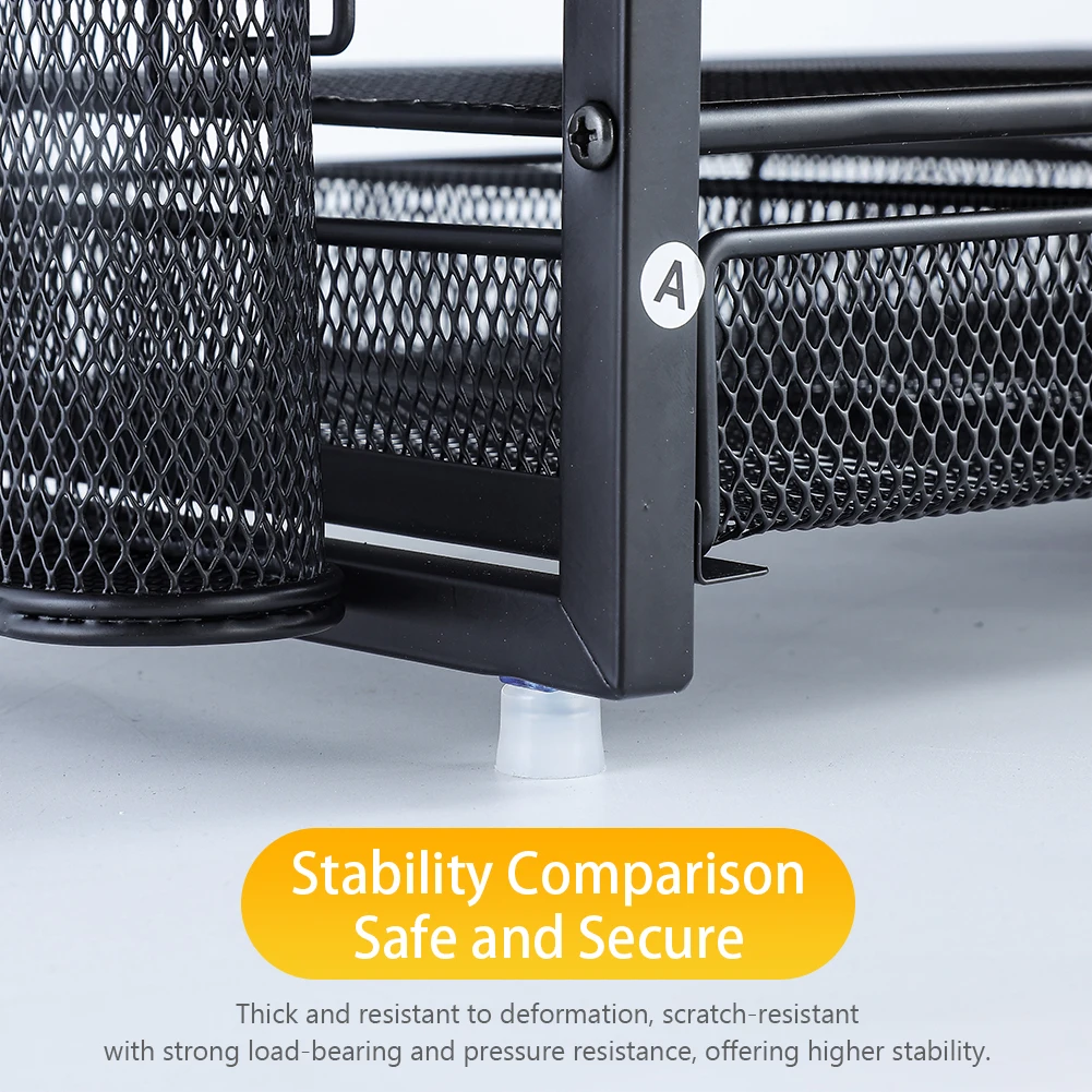 2-Tiers Computer Monitor Stand Riser with Drawer Office Desk Organizer Sturdy Laptop Riser for Home Office Meeting Supplies New