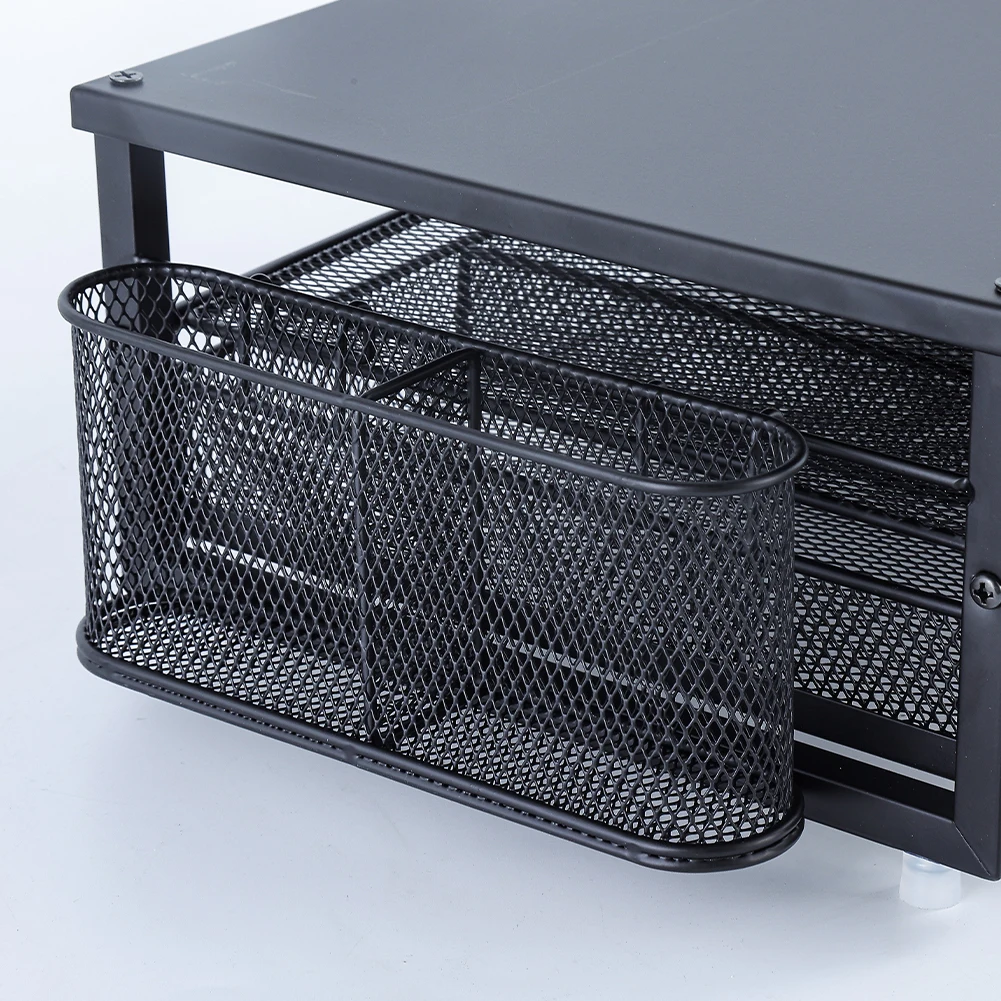 2-Tiers Computer Monitor Stand Riser with Drawer Office Desk Organizer Sturdy Laptop Riser for Home Office Meeting Supplies New