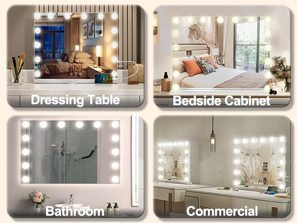LED Light Hollywood Makeup Mirror Vanity Light Mirror & 14 Dimmable Light Bulbs+USB Large Makeup Mirror With Led Light