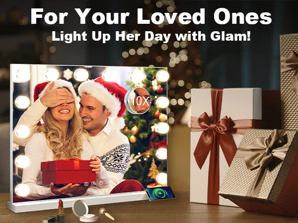 LED Light Hollywood Makeup Mirror Vanity Light Mirror & 14 Dimmable Light Bulbs+USB Large Makeup Mirror With Led Light