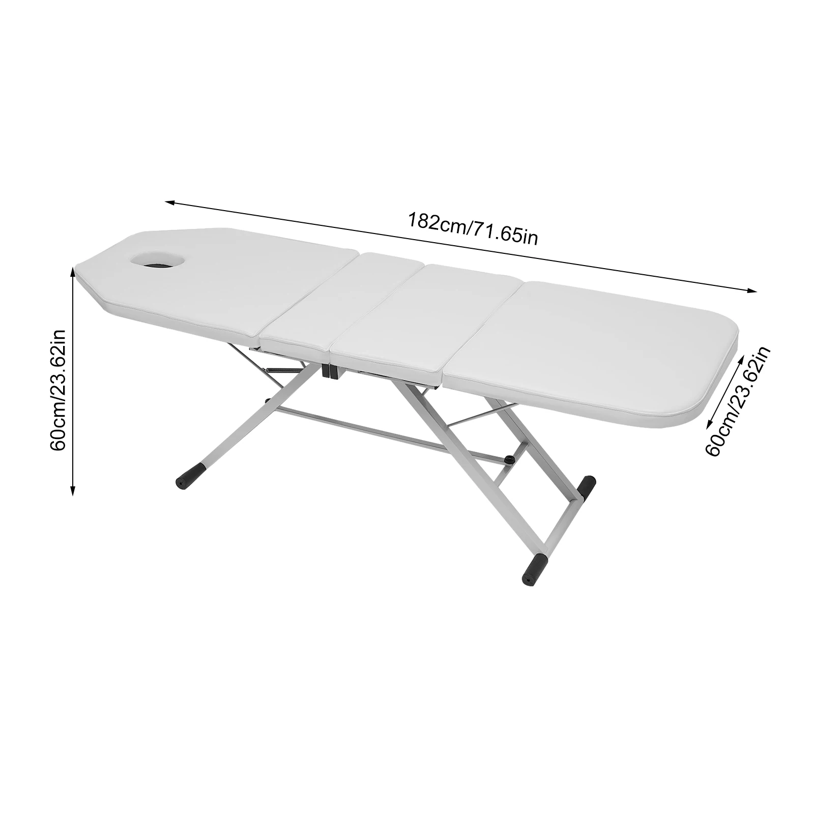 White/Black Three-fold Beauty Bed, Foldable Professional Massage Bed Rectangular, for Professional Massage Therapists, Masseurs