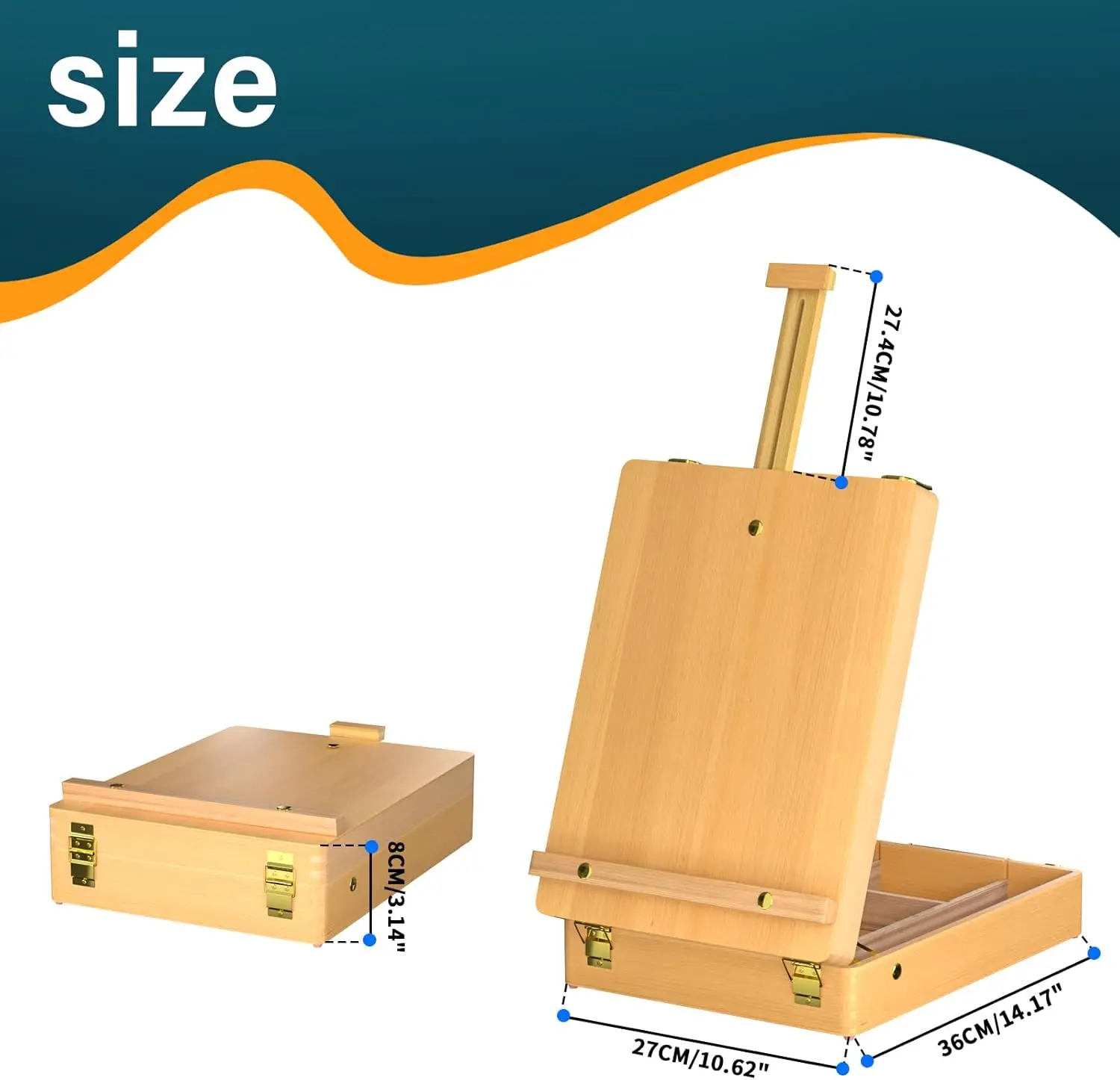 Portable Wooden Drawing Easel with Foldable Case & Drawers,Artist Tabletop Easel for Painting,Sketching,Acrylics,Oil,Watercolour