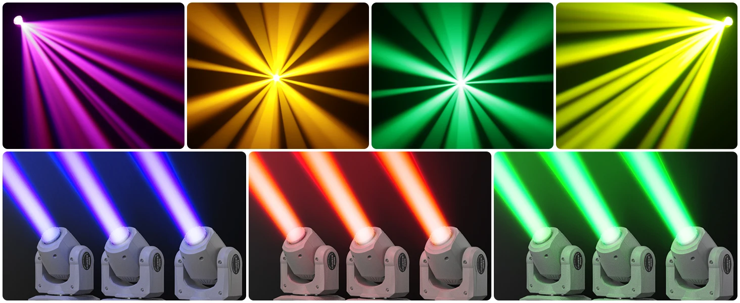 DayFlicker 2Pcs 120W White Stage RGBW LED Moving Head 8 Colors + 8 Gobos DMX512 Voice Control For Christmas Party Disco Wedding